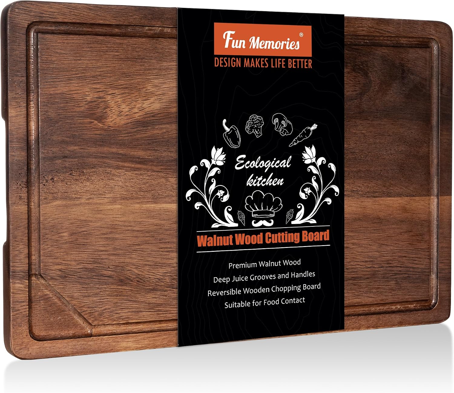 Black Walnut Reversible Cutting Board with Juice Groove