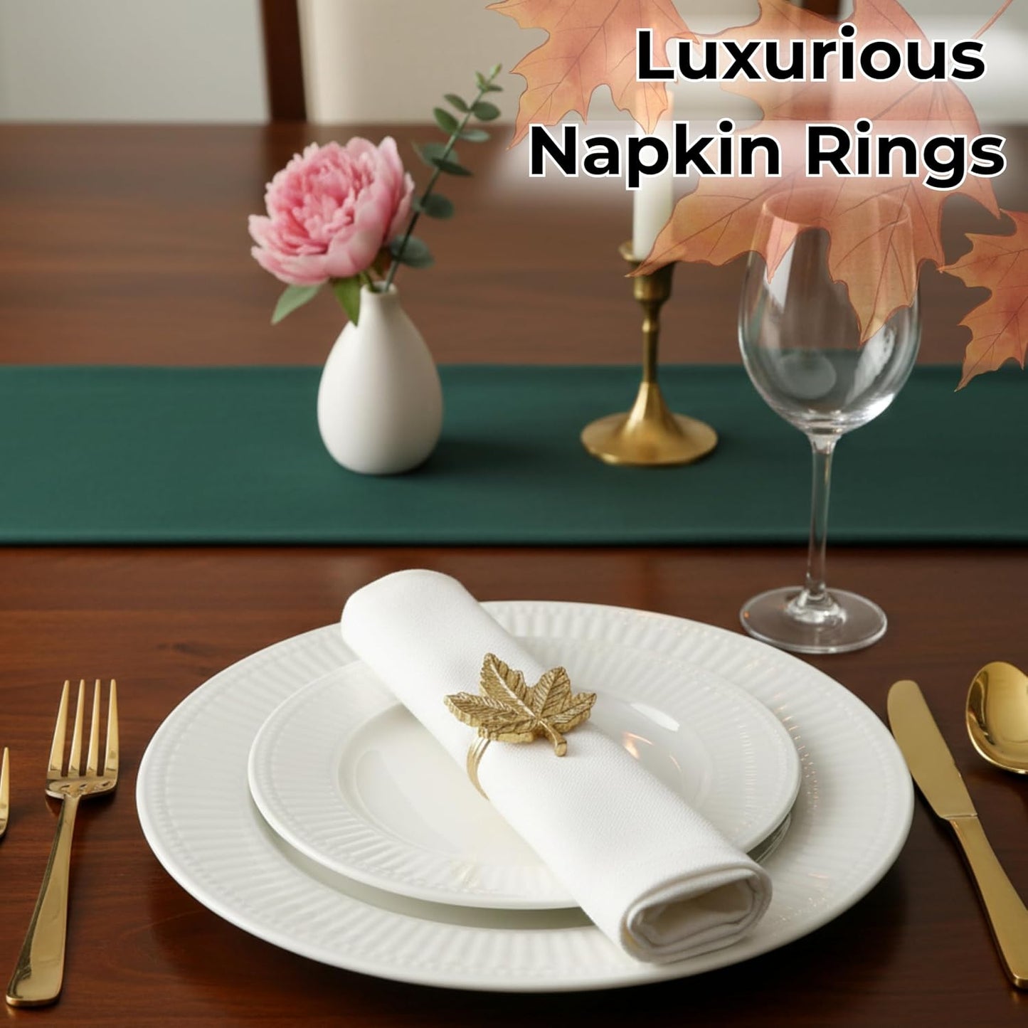 Antique Gold Leaf Napkin Rings – Set of 12