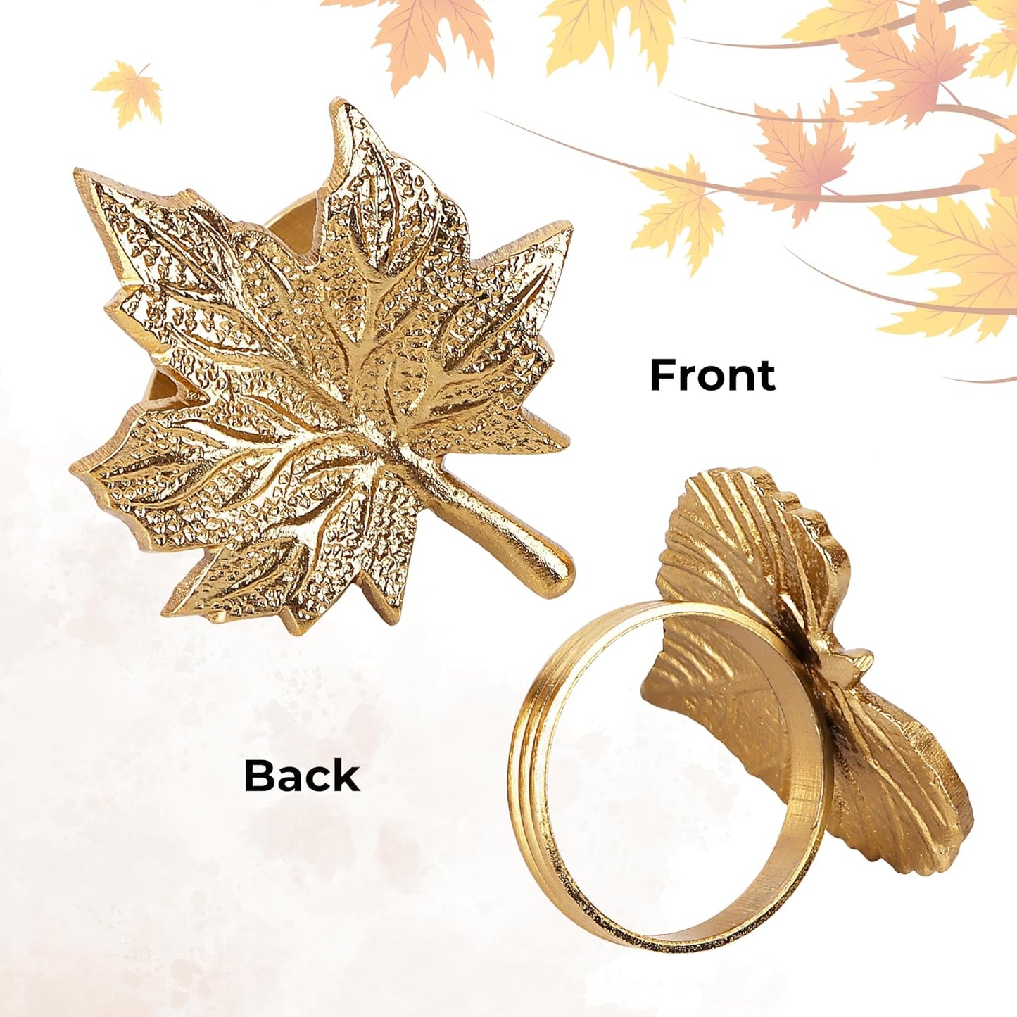 Antique Gold Leaf Napkin Rings – Set of 12