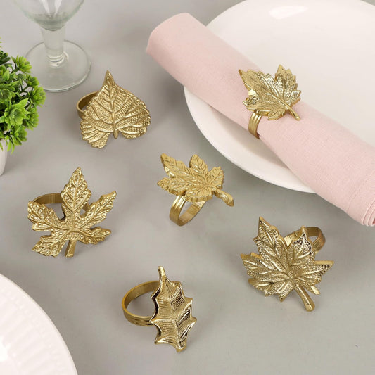 Antique Gold Leaf Napkin Rings – Set of 12