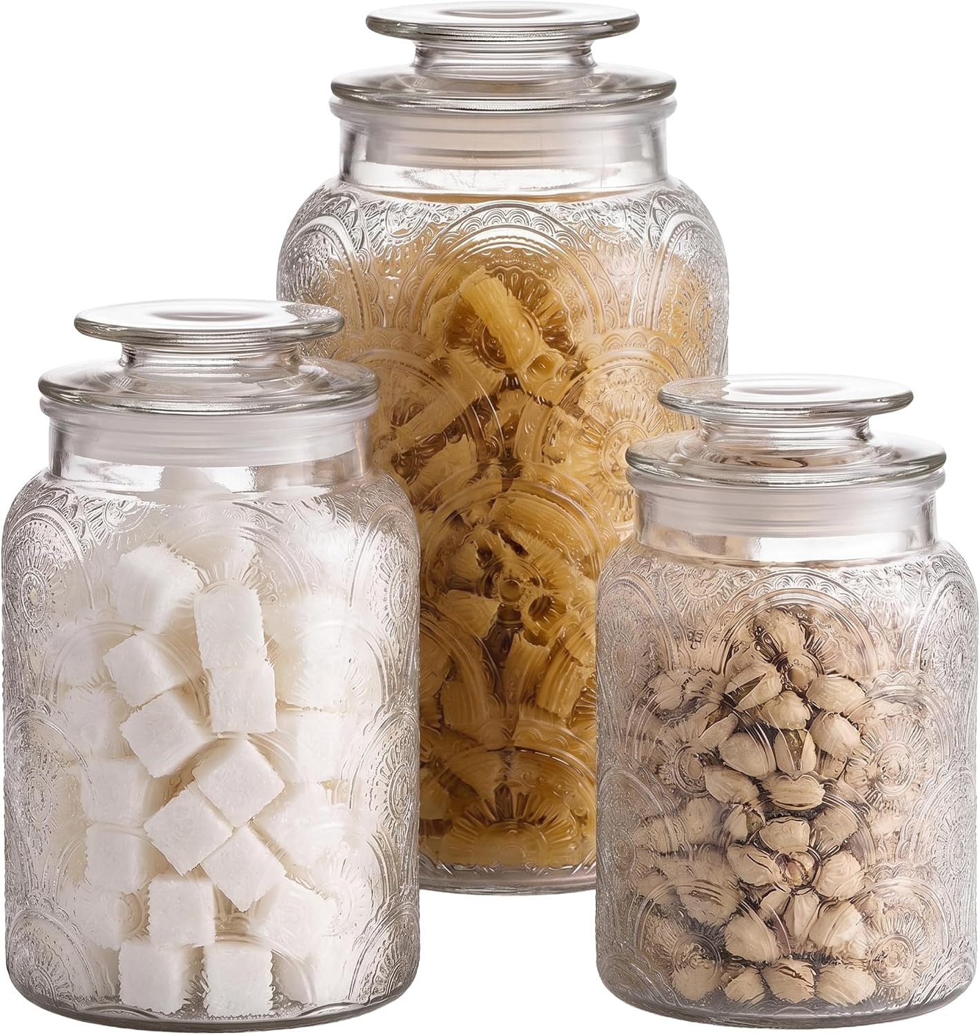 3-Piece Glass Kitchen Canister Set with Lids