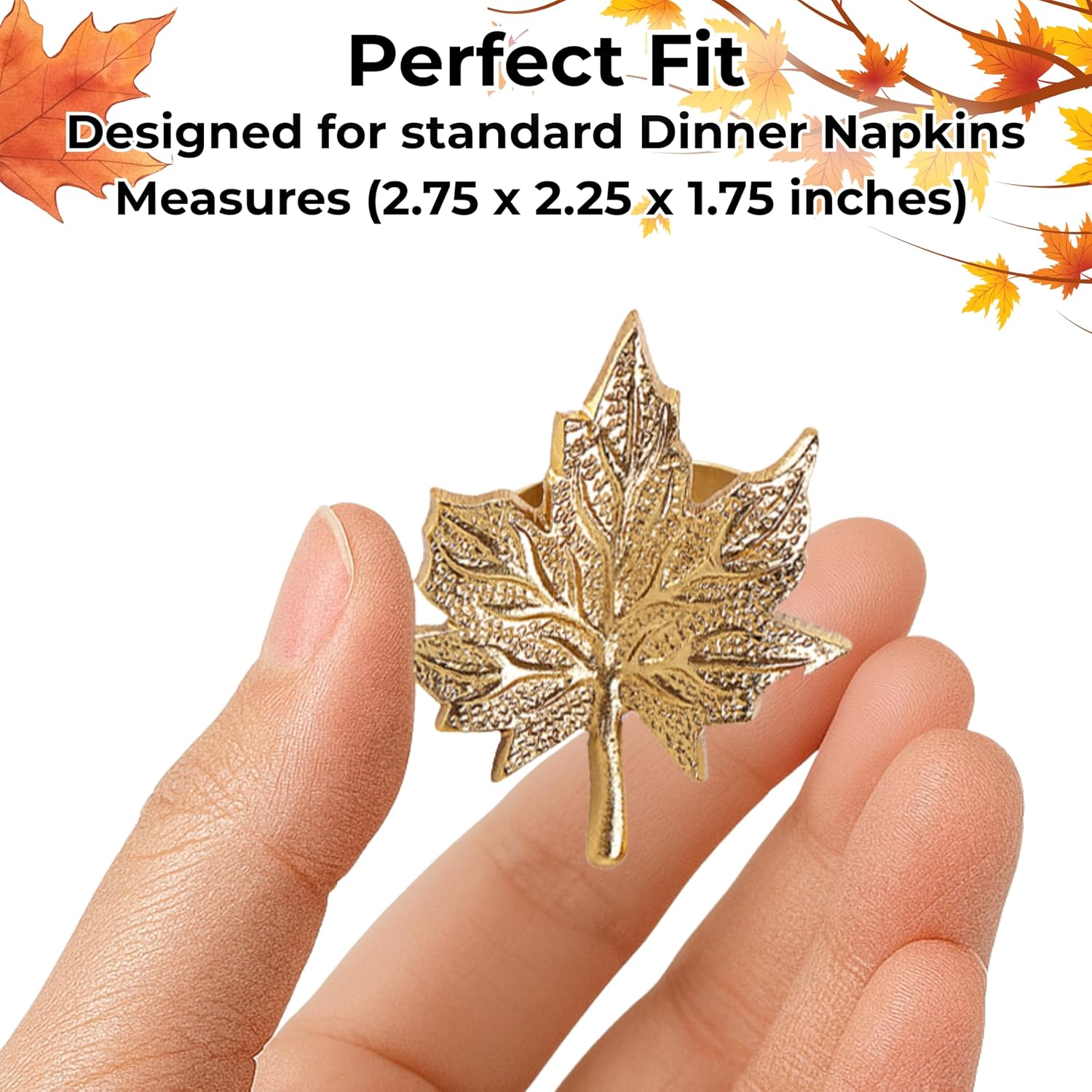 Antique Gold Leaf Napkin Rings – Set of 12