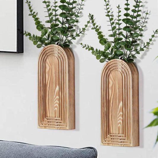 Wooden Wall Vase Set – Modern Farmhouse Wall Decor (Set of 2)