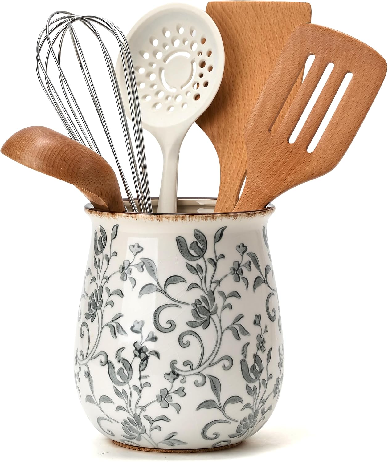 Floral Ceramic Kitchen Utensil Holder