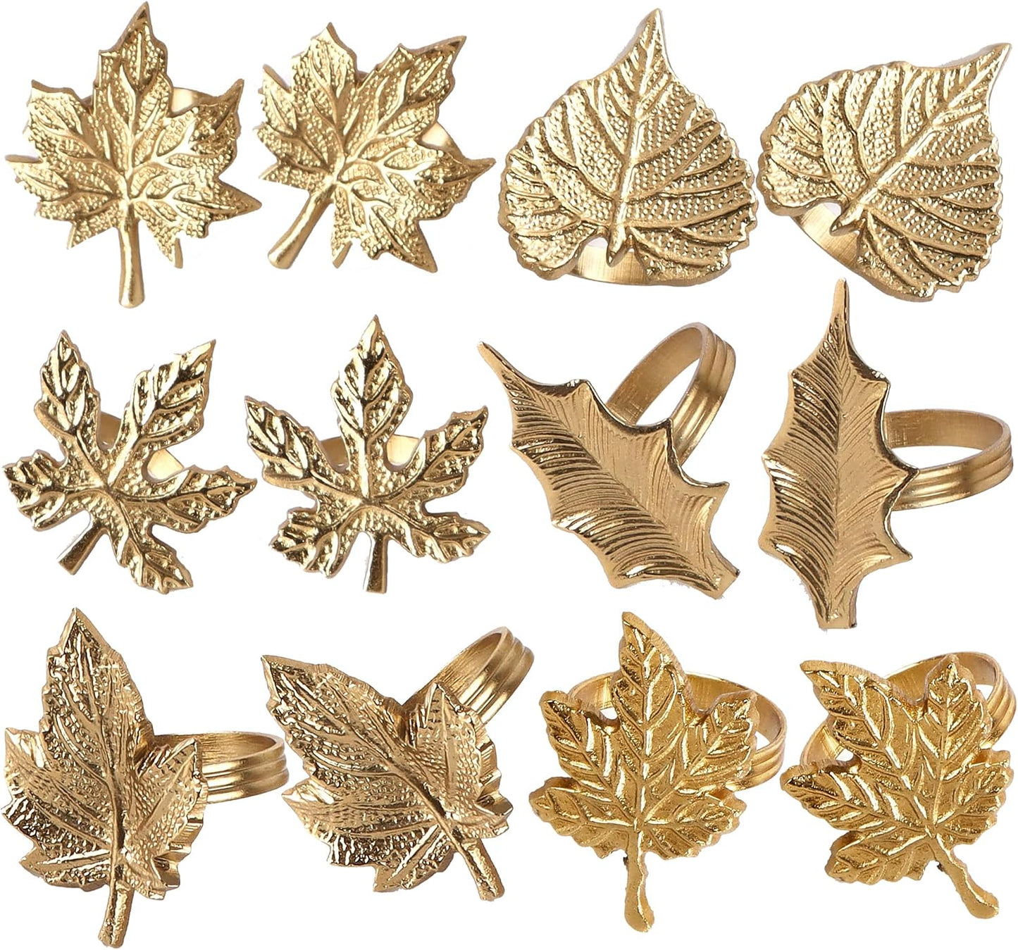 Antique Gold Leaf Napkin Rings – Set of 12