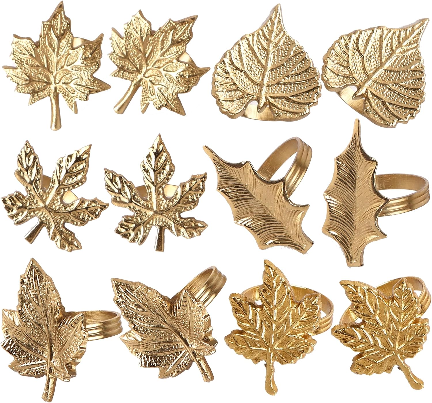 Antique Gold Leaf Napkin Rings – Set of 12