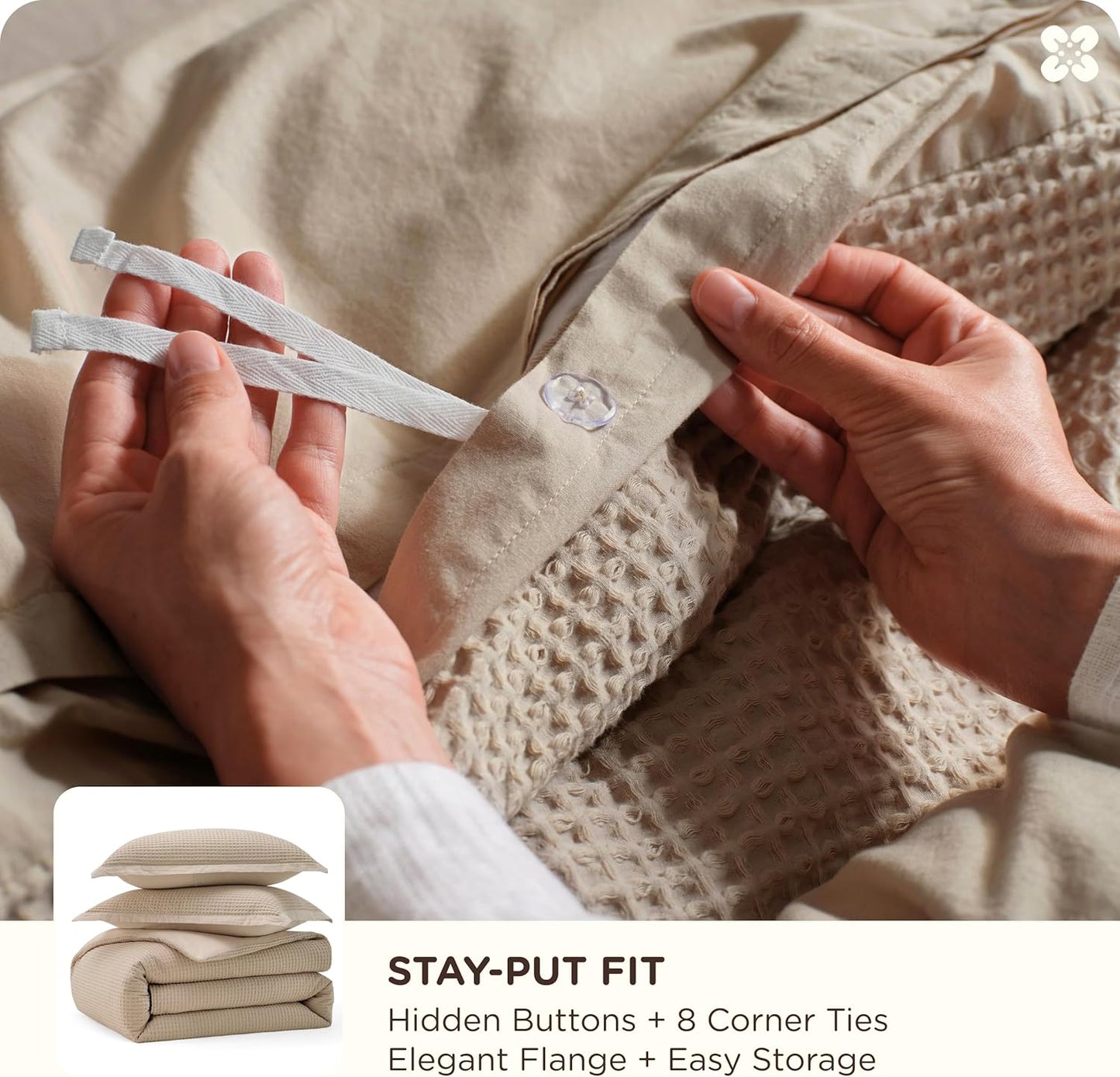 Pure Cotton Waffle Weave Duvet Cover Set