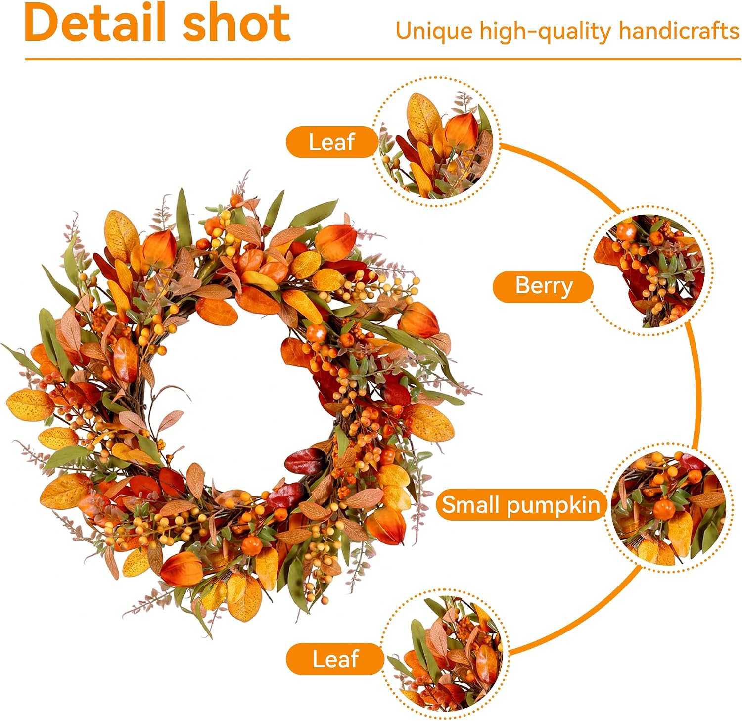 20" Autumn Pumpkin Front Door Wreath
