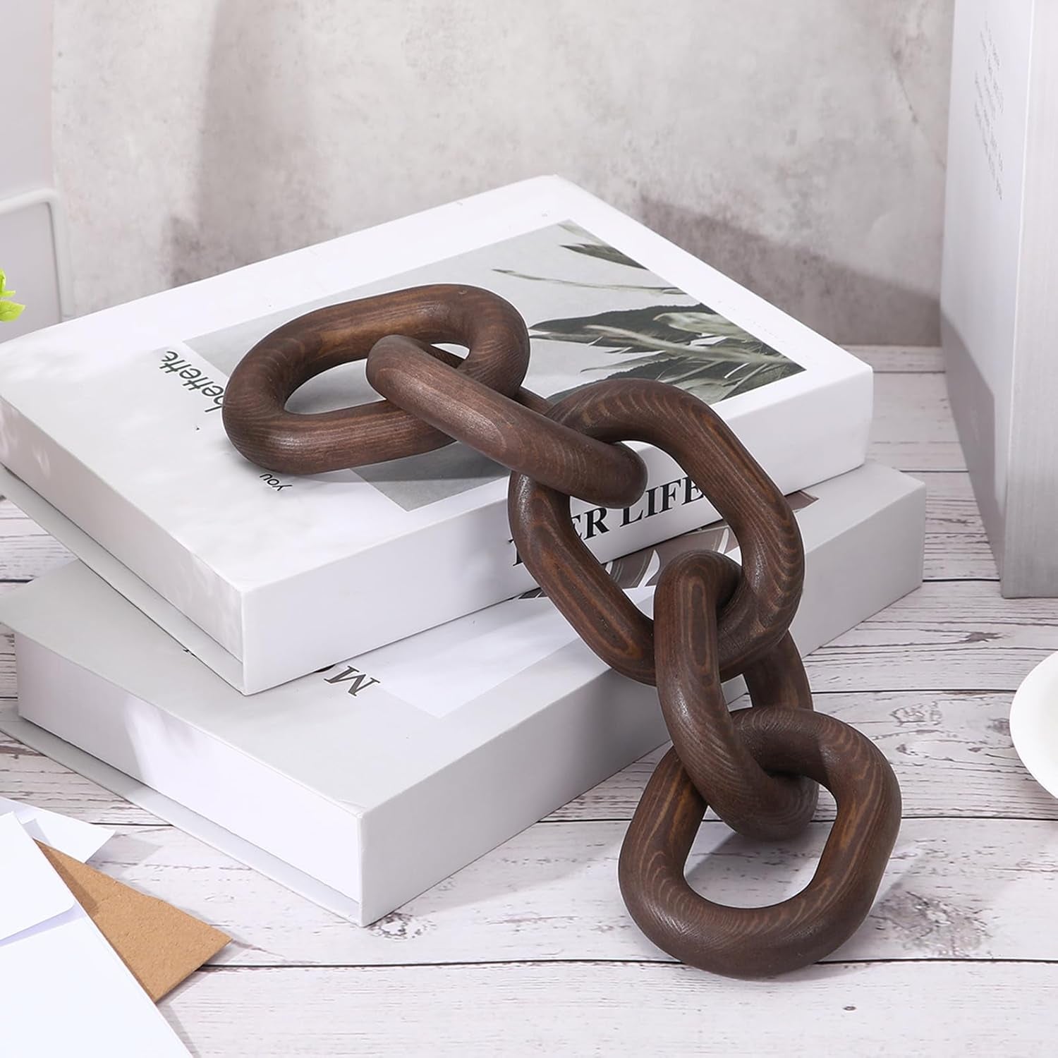 Decorative Wooden Chain Link Décor | Hand-Carved Farmhouse Accent