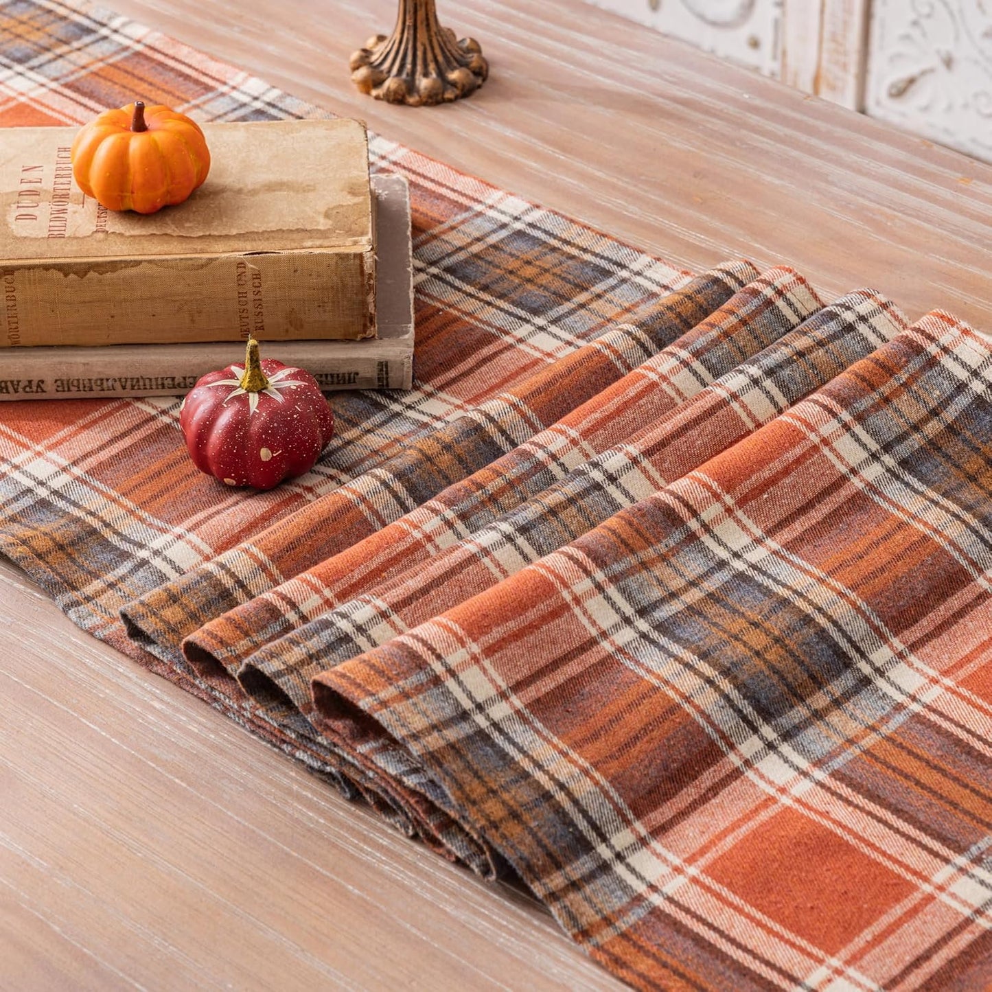 Rust Plaid Fall Table Runner – 13" x 72"