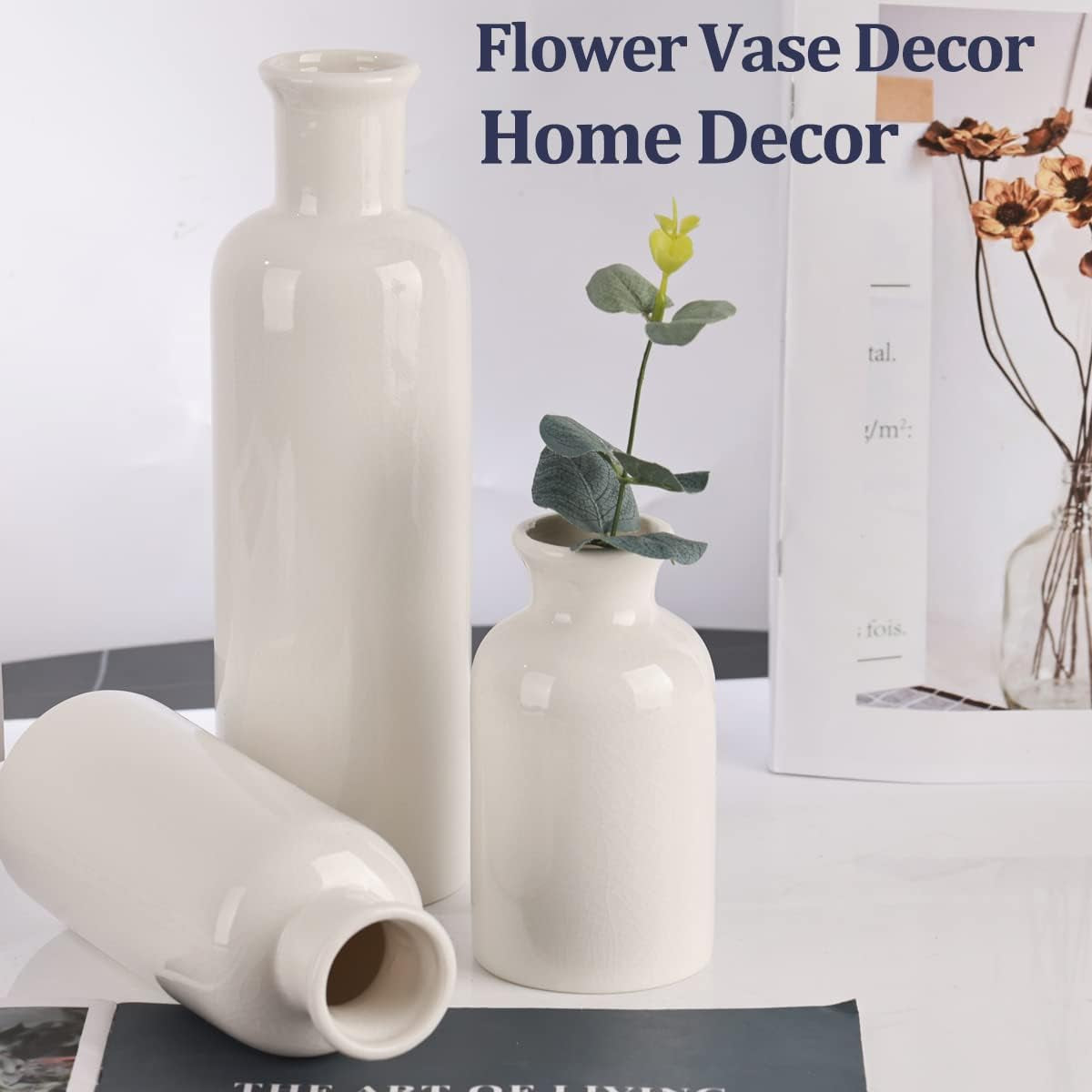 White Ceramic Vase Set – Set of 3