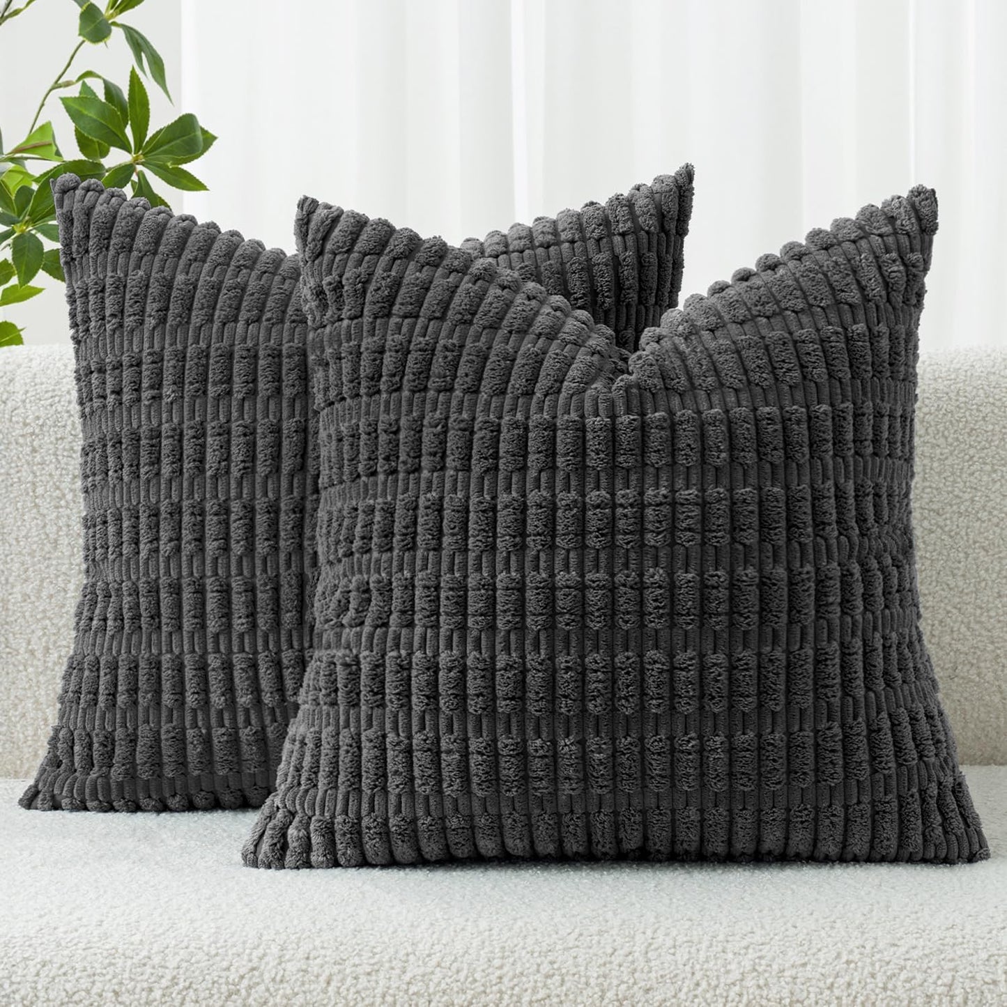 Boho Corduroy Decorative Throw Pillow Cover for Couch, Sofa & Bed