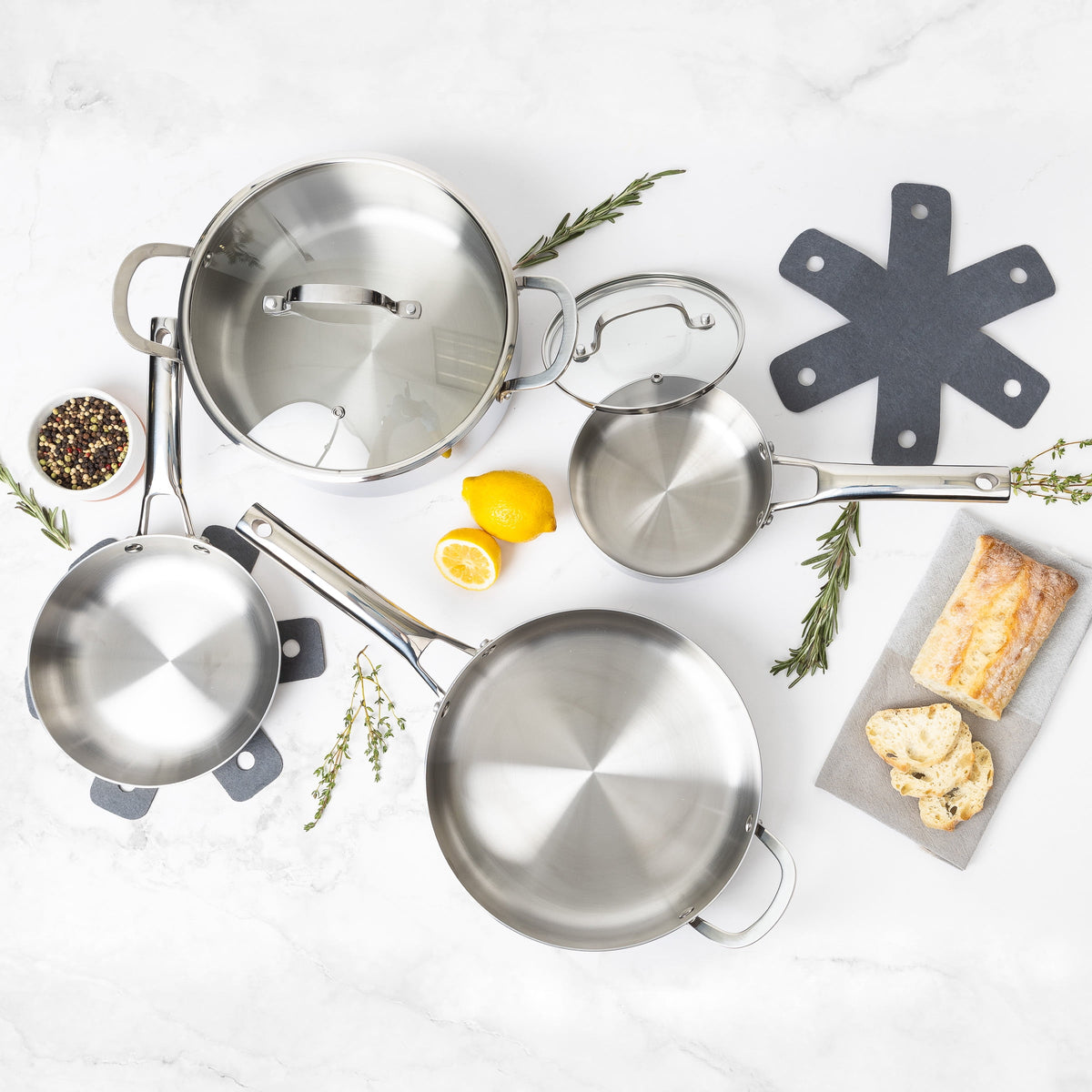 10-Piece Tri-Ply Stainless Steel Cookware Set