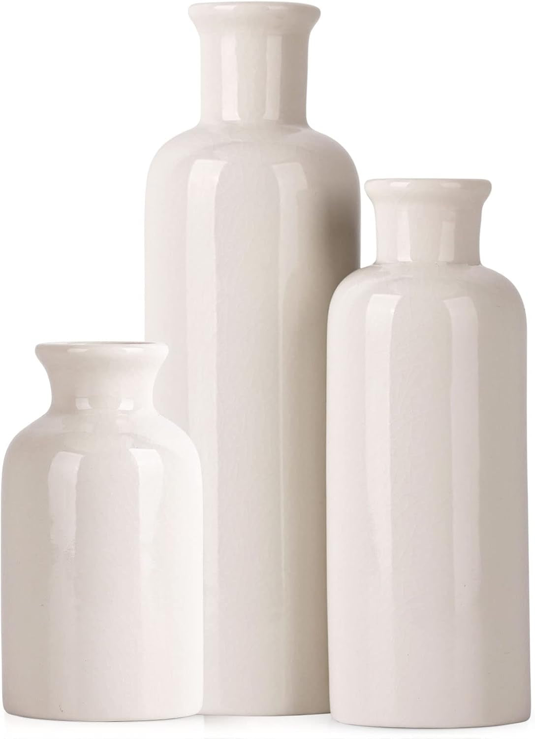 White Ceramic Vase Set – Set of 3