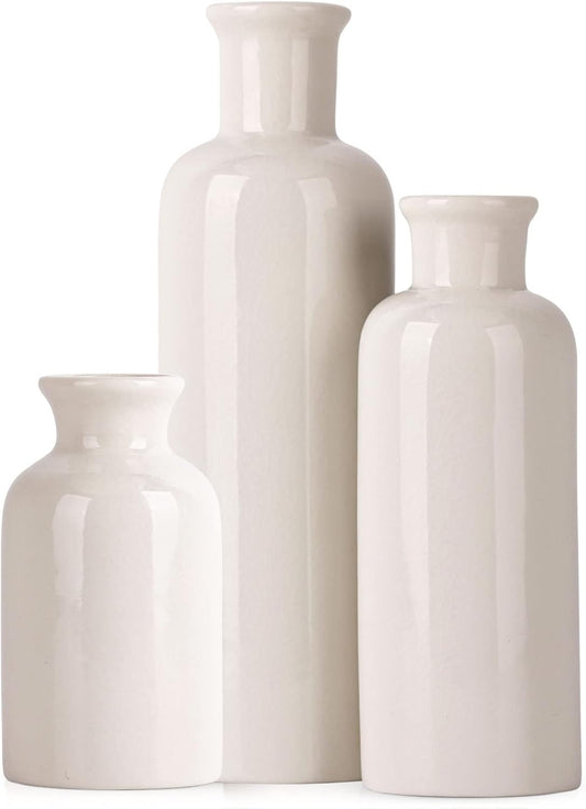 White Ceramic Vase Set – Set of 3
