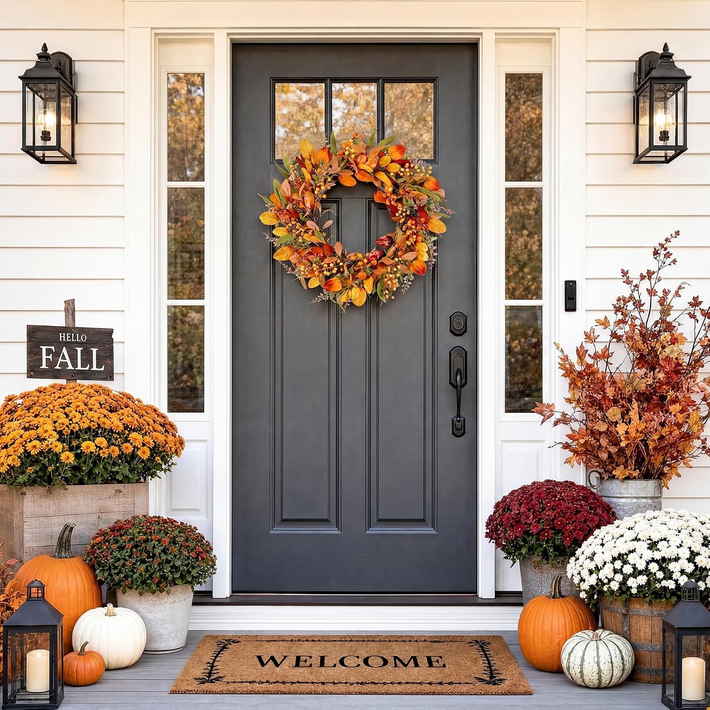 20" Autumn Pumpkin Front Door Wreath