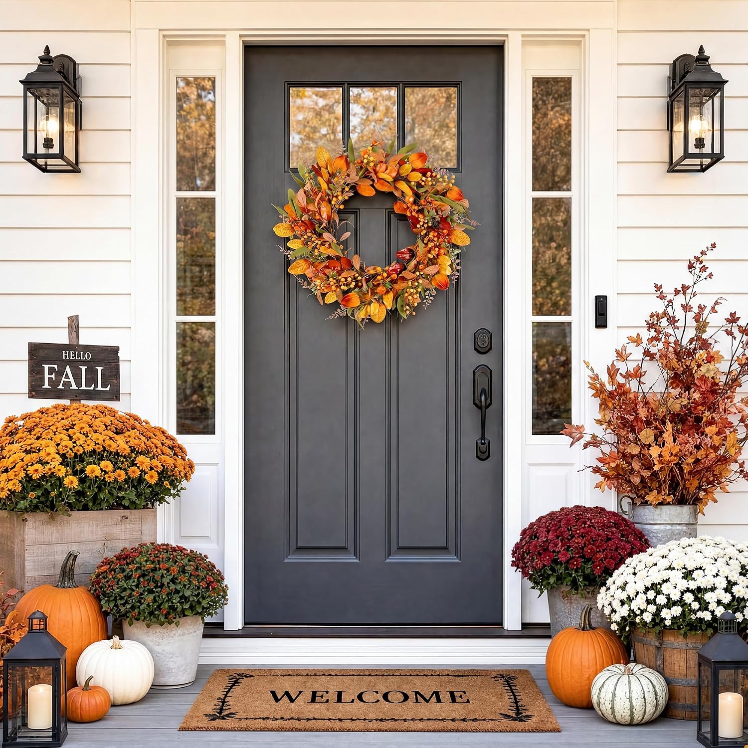 20" Autumn Pumpkin Front Door Wreath