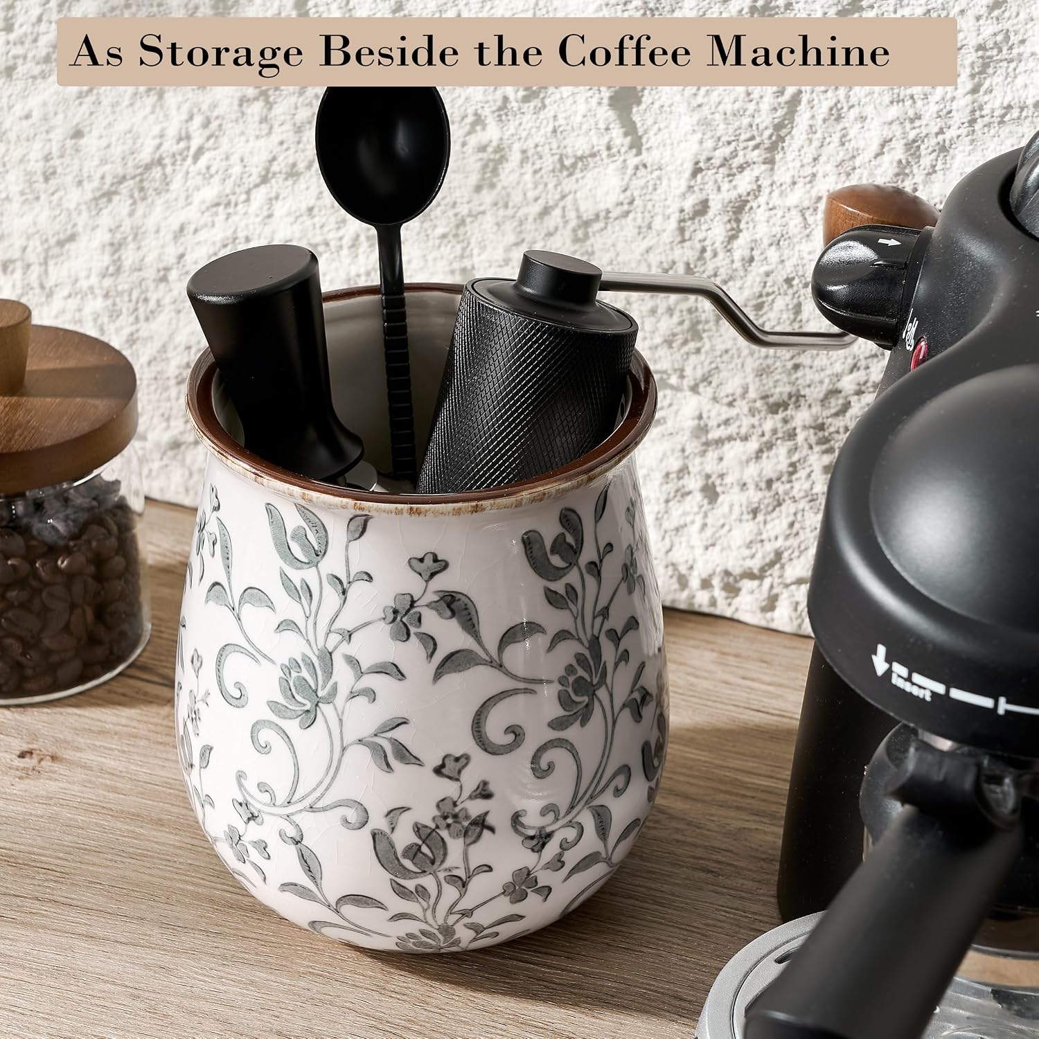 Floral Ceramic Kitchen Utensil Holder