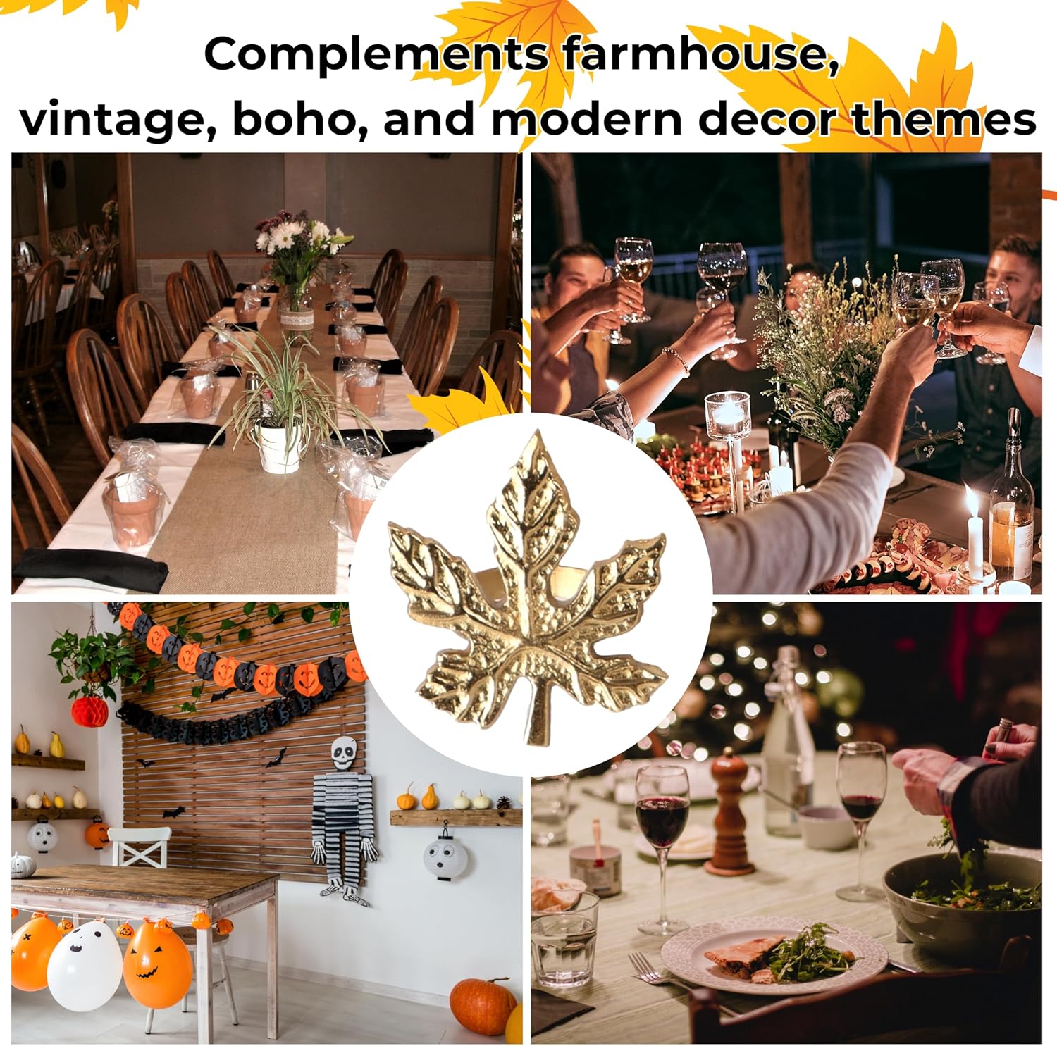 Antique Gold Leaf Napkin Rings – Set of 12