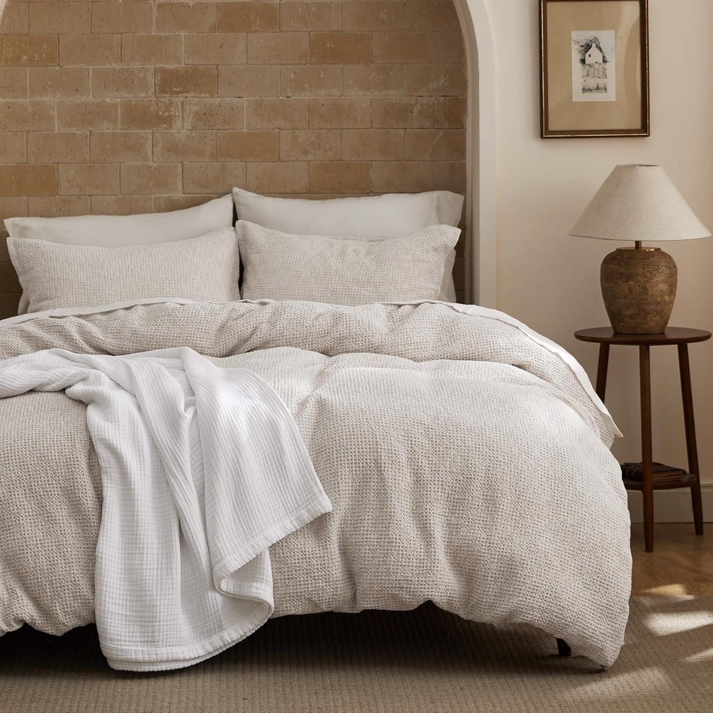 Pure Cotton Waffle Weave Duvet Cover Set