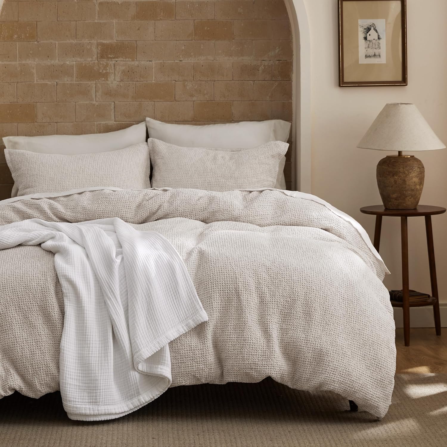 Pure Cotton Waffle Weave Duvet Cover Set