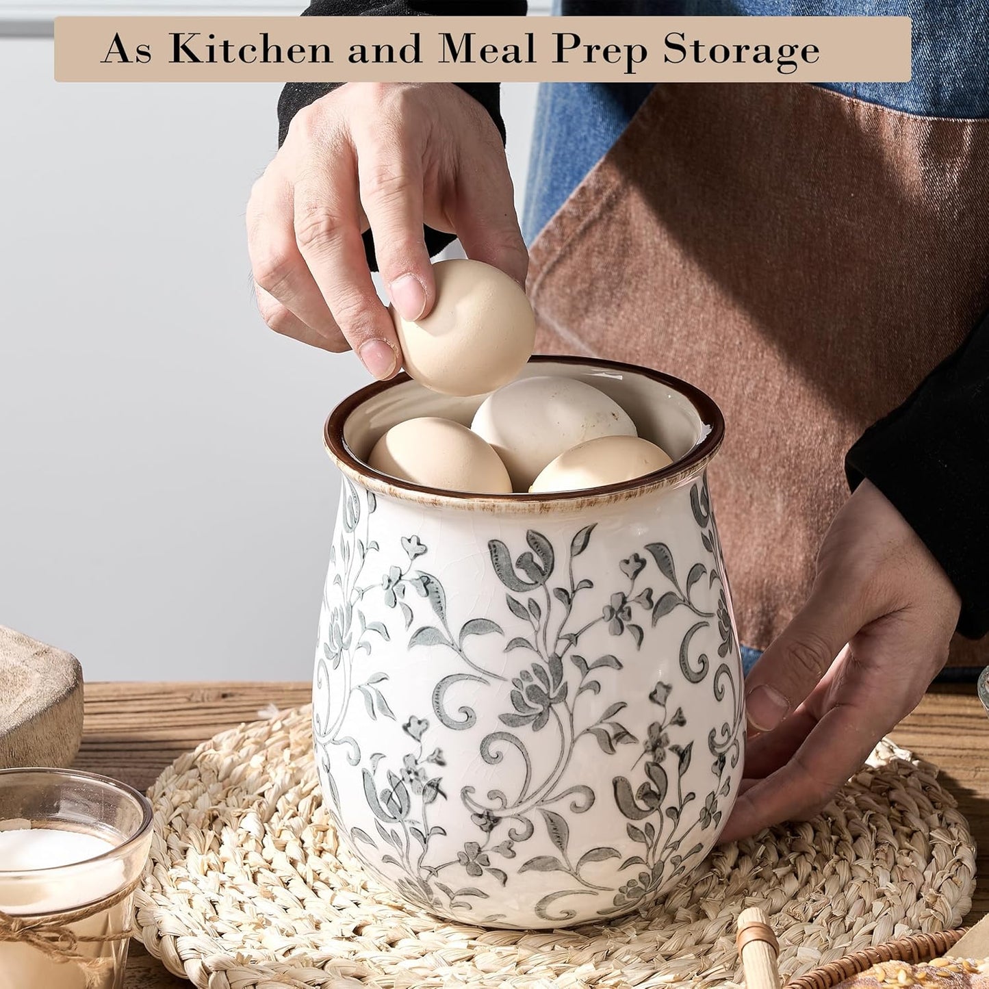 Floral Ceramic Kitchen Utensil Holder