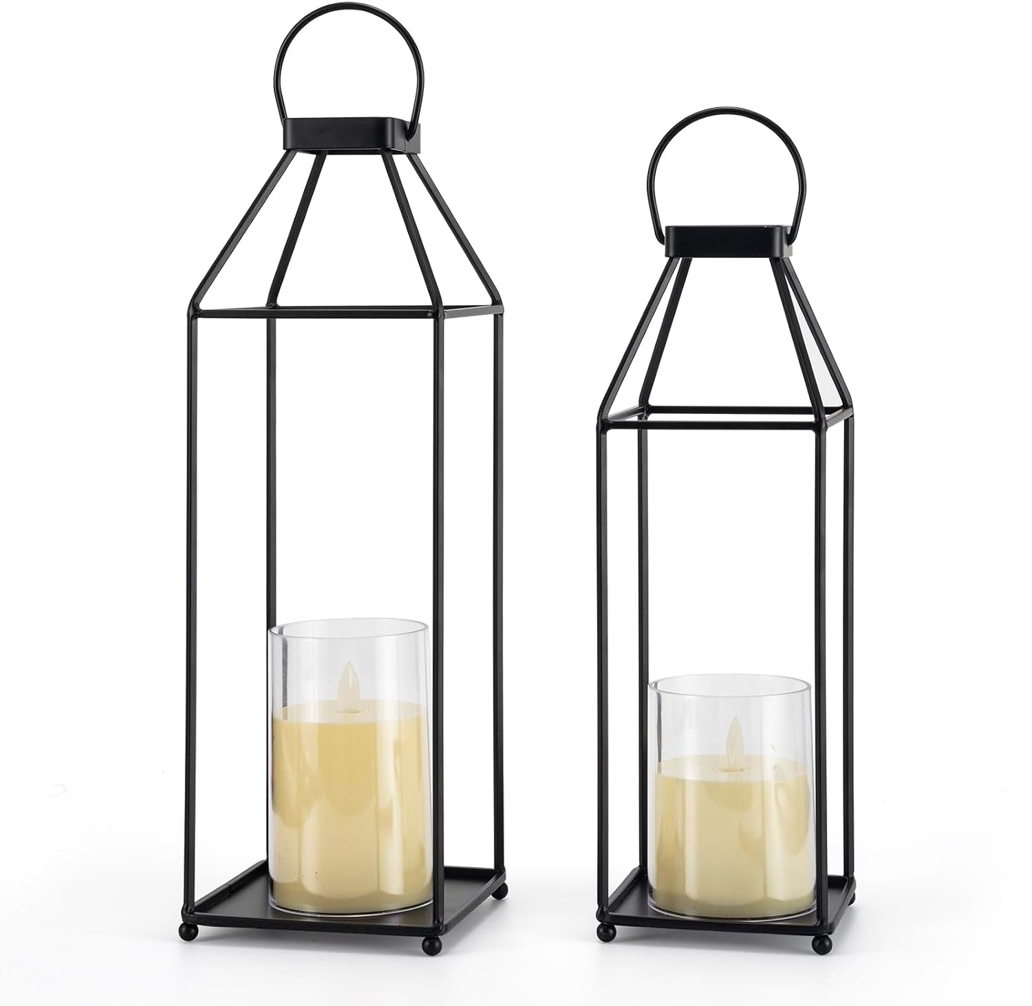 2-Piece Decorative Lantern Set with LED Candles