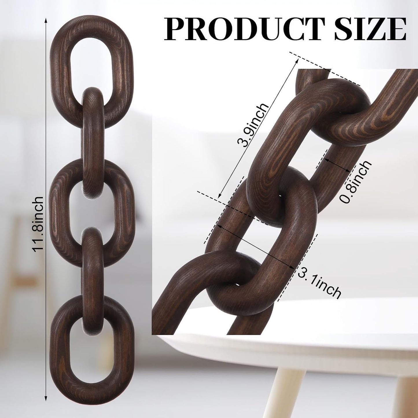 Decorative Wooden Chain Link Décor | Hand-Carved Farmhouse Accent