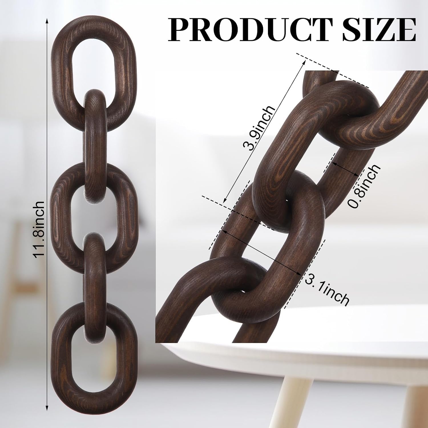 Decorative Wooden Chain Link Décor | Hand-Carved Farmhouse Accent
