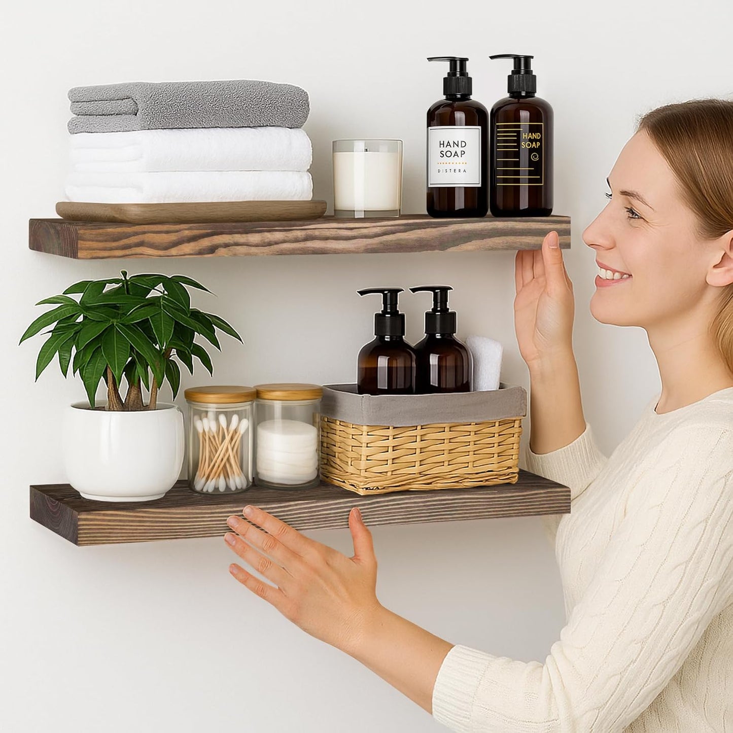 Rustic Solid Pine Floating Shelves – Set of 2