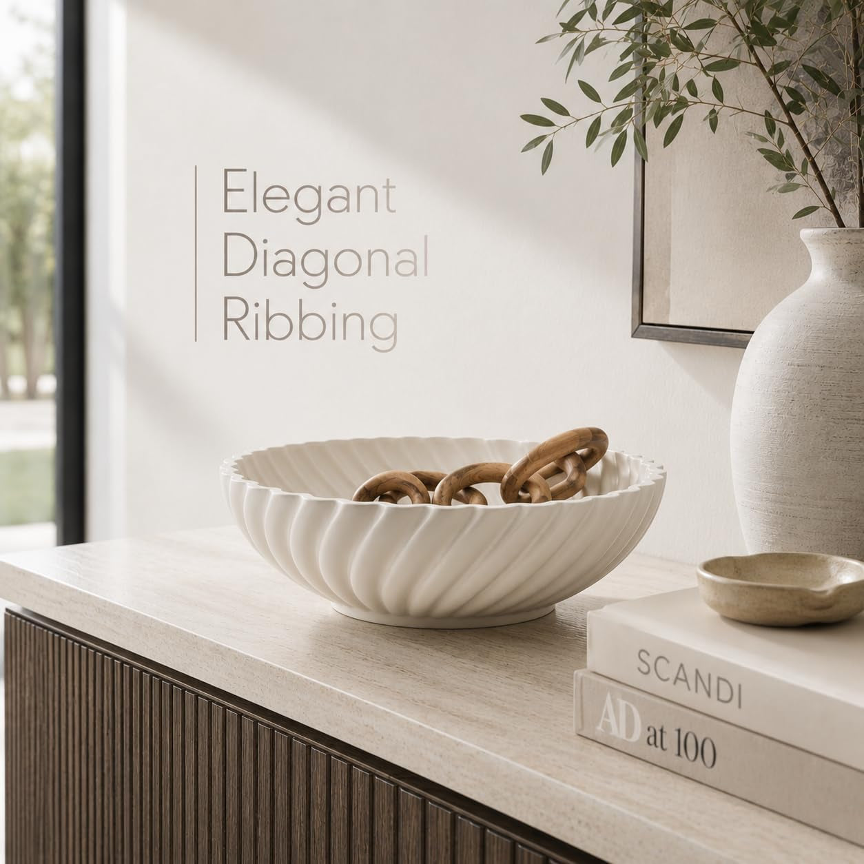Modern Ceramic Decorative Bowl | Large Fruit & Entryway Bowl