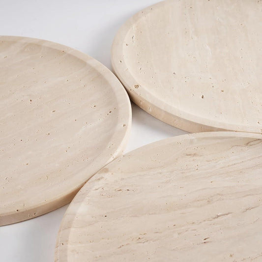 Round Travertine Decorative Tray