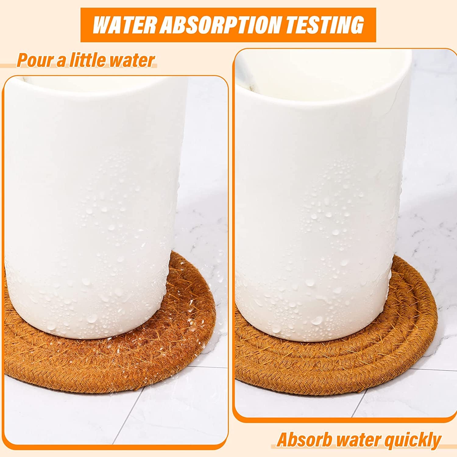 Cotton Woven Drink Coasters with Holder – Set of 8
