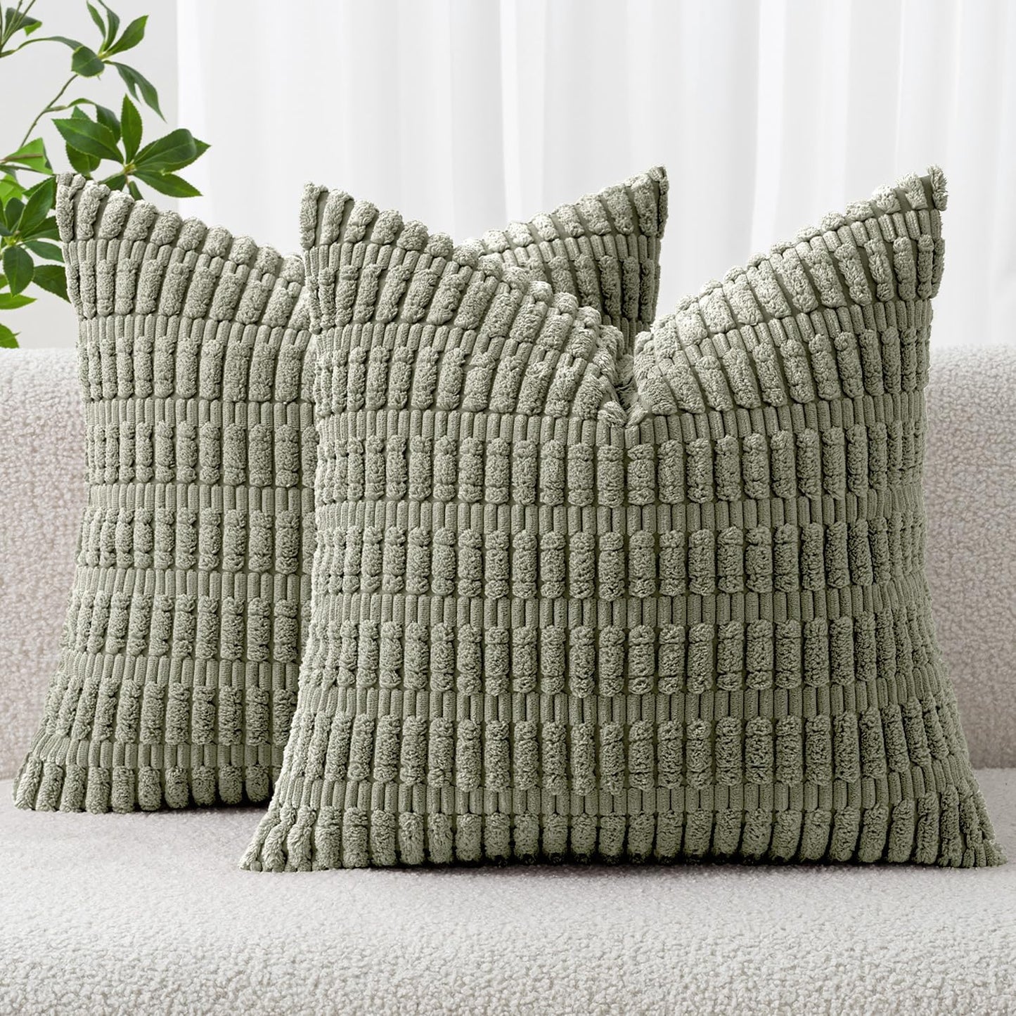 Boho Corduroy Decorative Throw Pillow Cover for Couch, Sofa & Bed