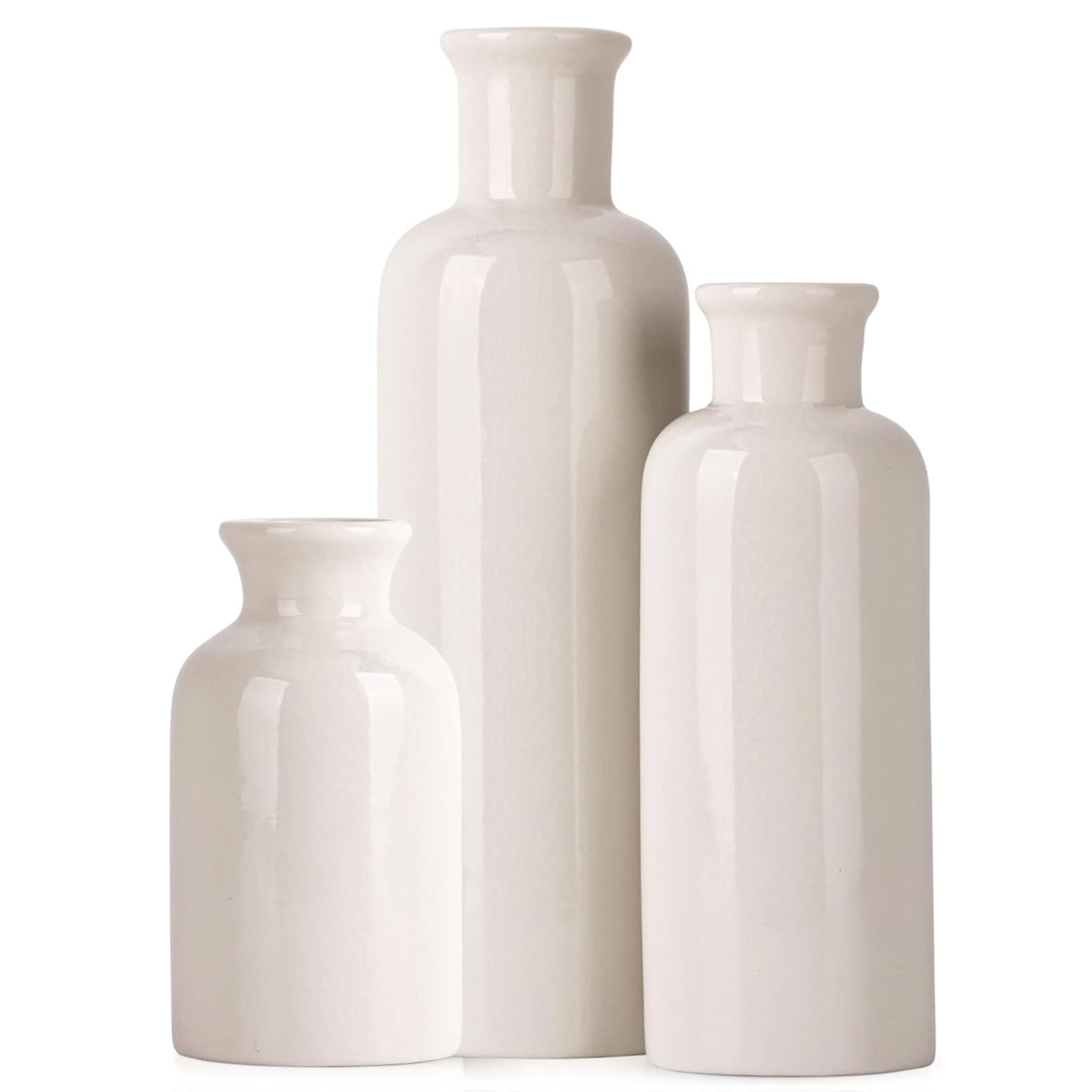 White Ceramic Vase Set – Set of 3
