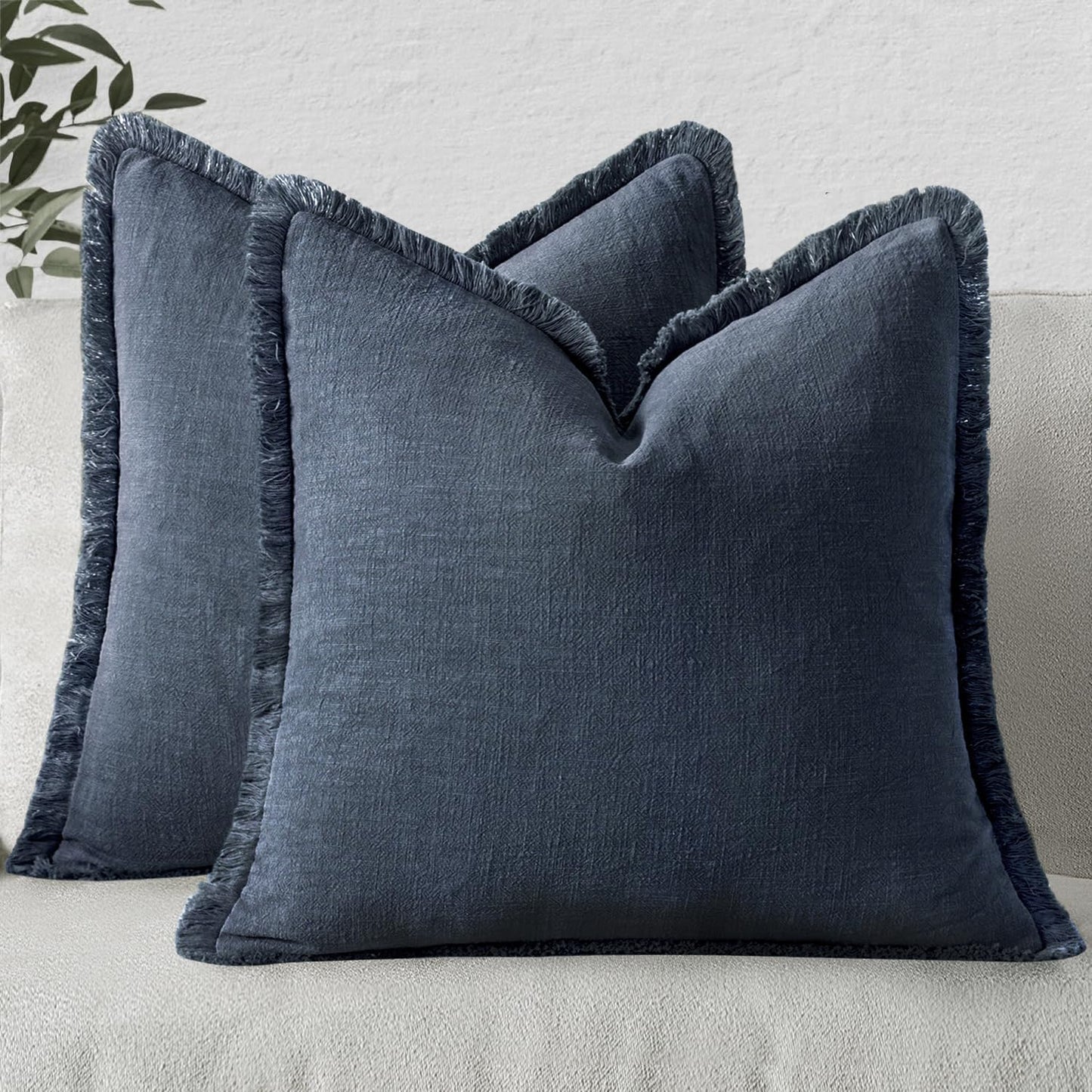 Boho Linen Fringe Pillow Covers