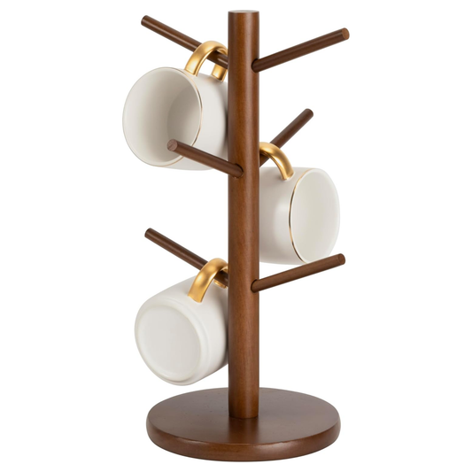 Acacia Wood Mug Holder Tree with 6 Hooks