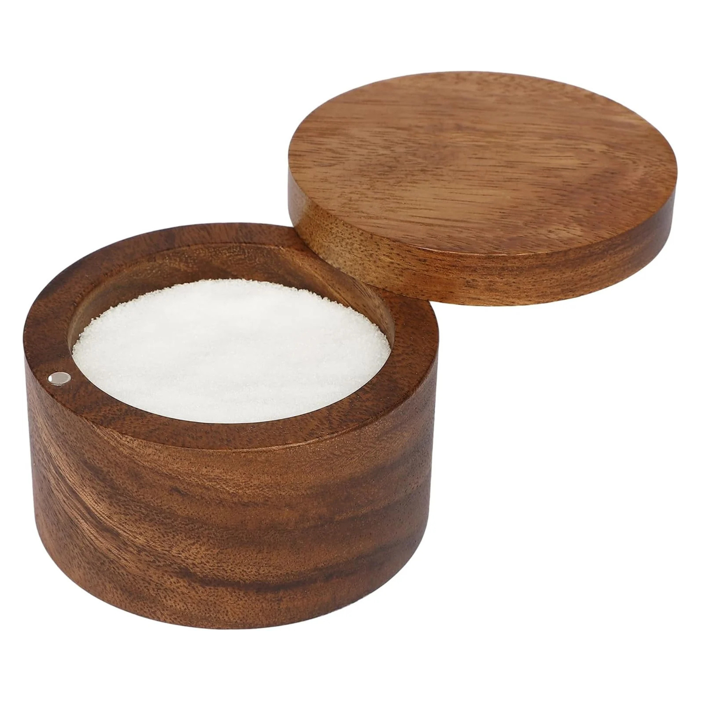 Acacia Wood Salt Cellar with Magnetic Lid