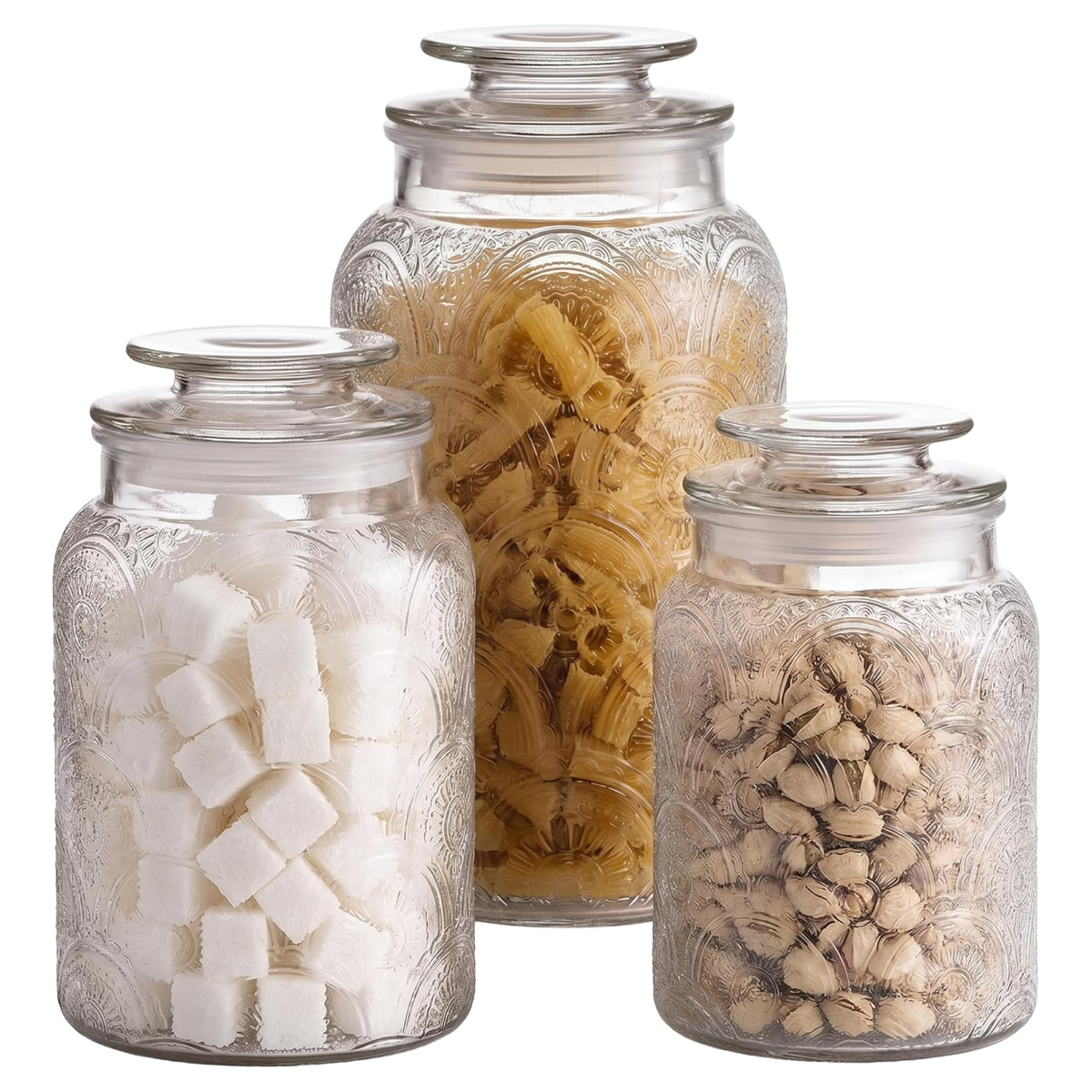 3-Piece Glass Kitchen Canister Set with Lids