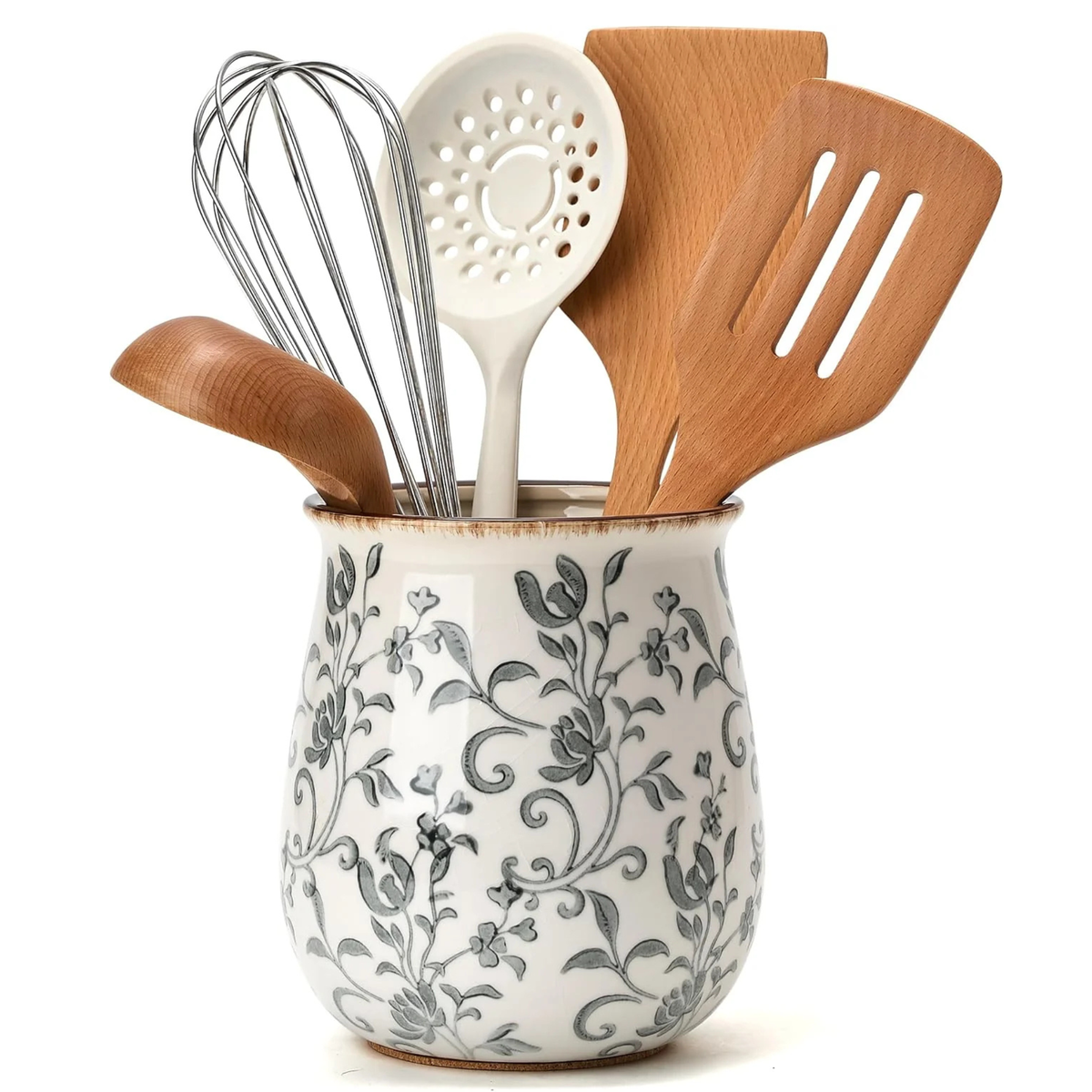 Floral Ceramic Kitchen Utensil Holder