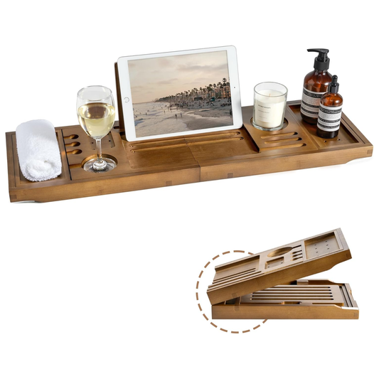 Expandable Bamboo Bathtub Caddy Tray