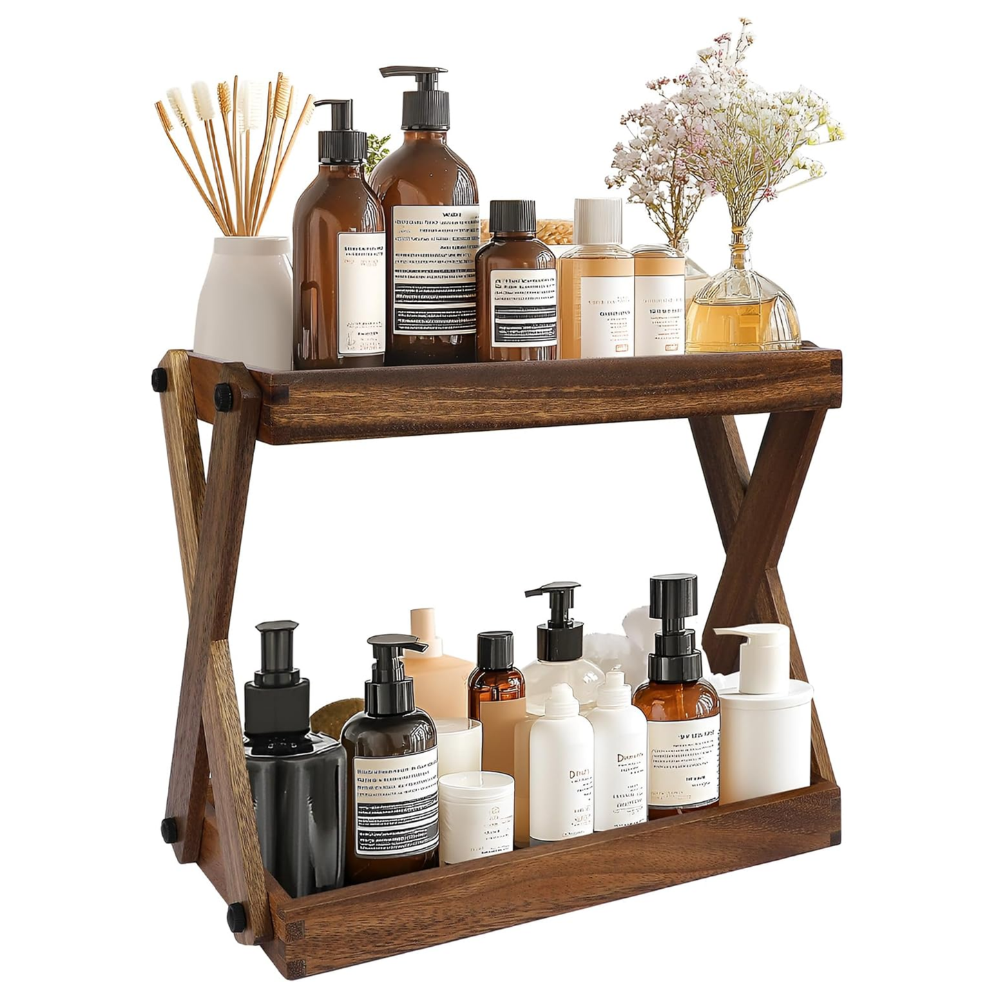 2-Tier Wood Countertop Organizer Shelf for Kitchen & Coffee Bar