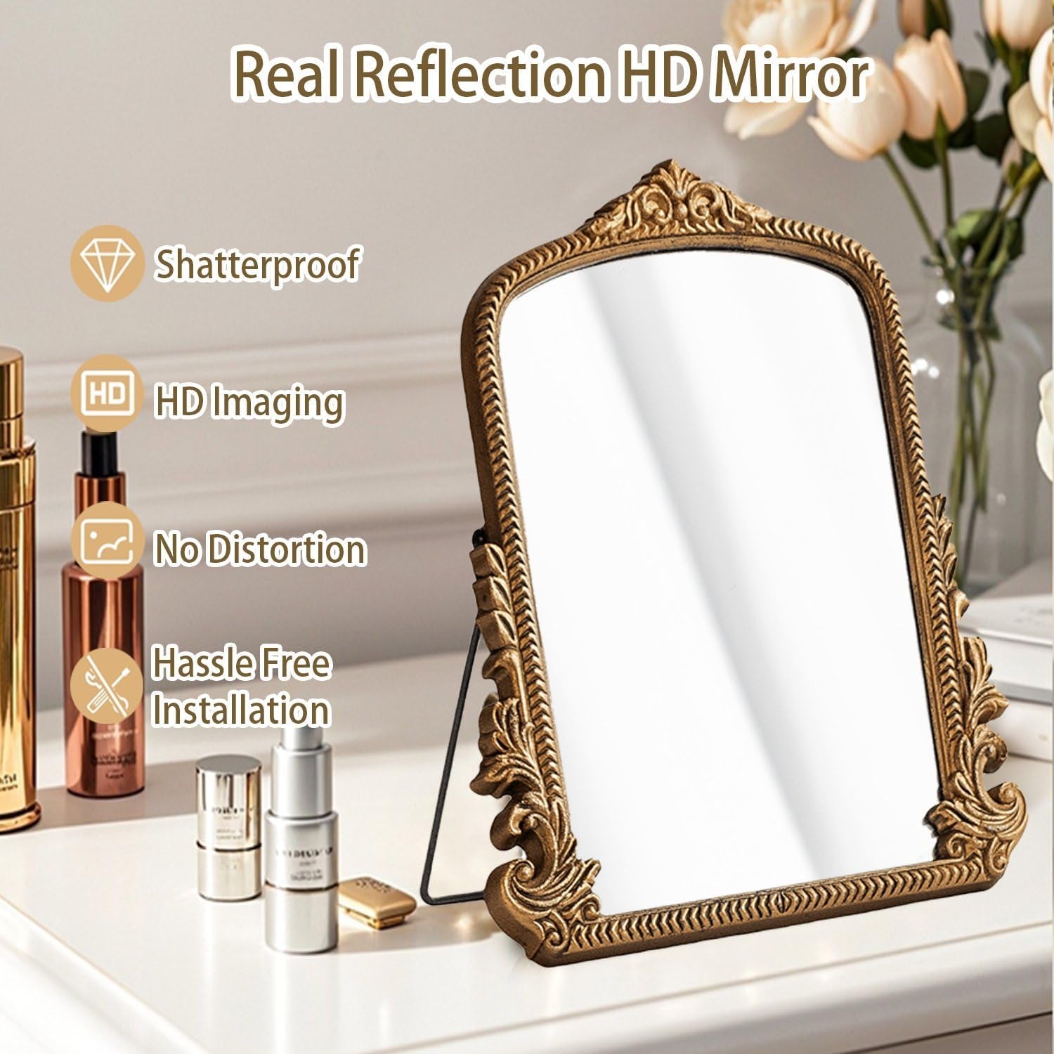 Vintage Arched Vanity Mirror | Decorative Tabletop Makeup Mirror