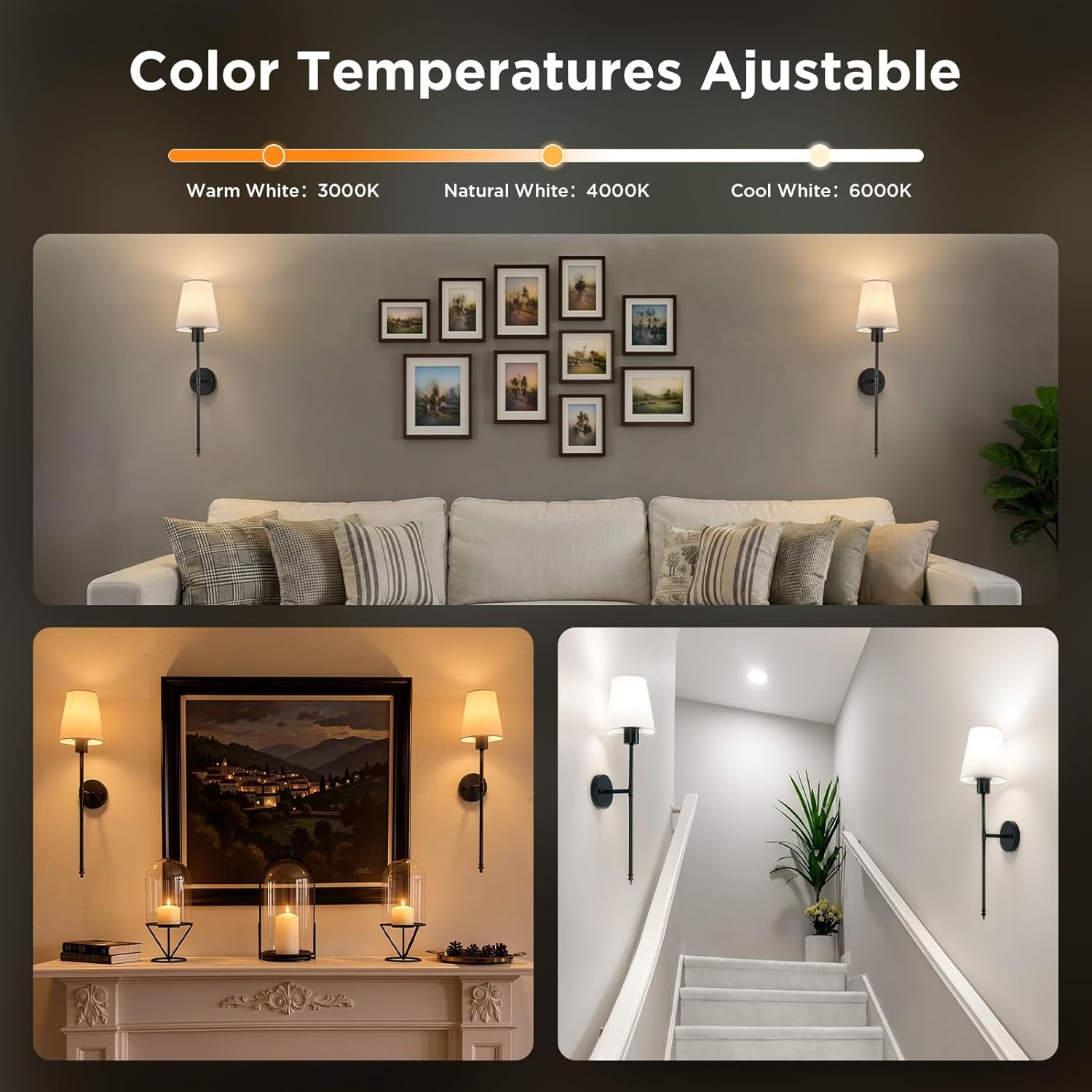 Rechargeable Wall Sconce Set | Set of 2 Wireless LED Wall Lights