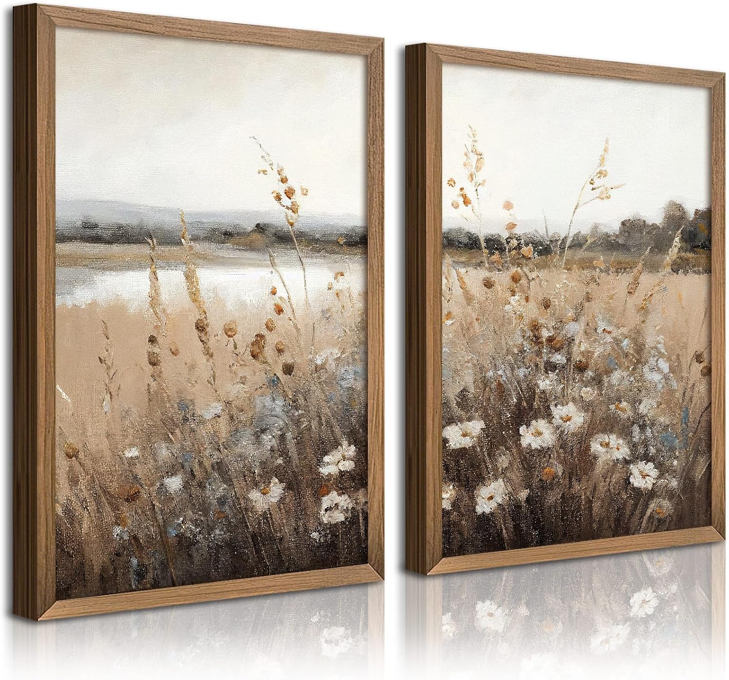 Vintage Wildflower Botanical Wall Art Set of 2