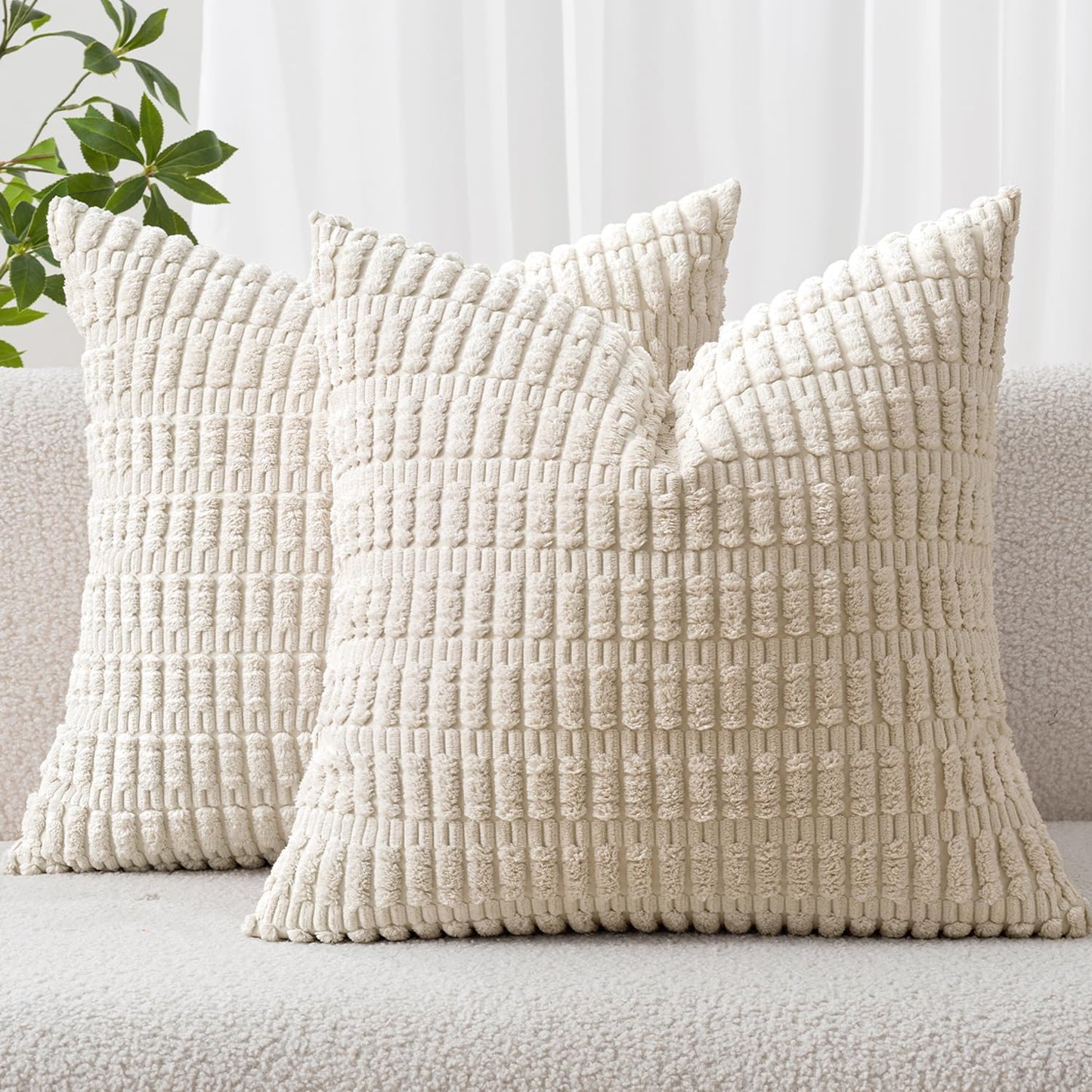 Boho Corduroy Decorative Throw Pillow Cover for Couch, Sofa & Bed