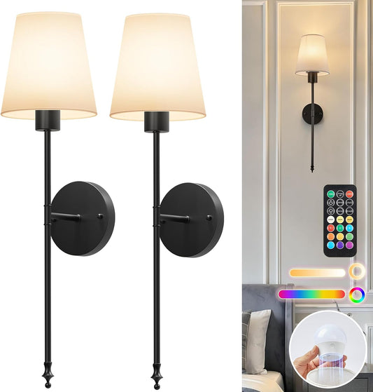 Rechargeable Wall Sconce Set | Set of 2 Wireless LED Wall Lights