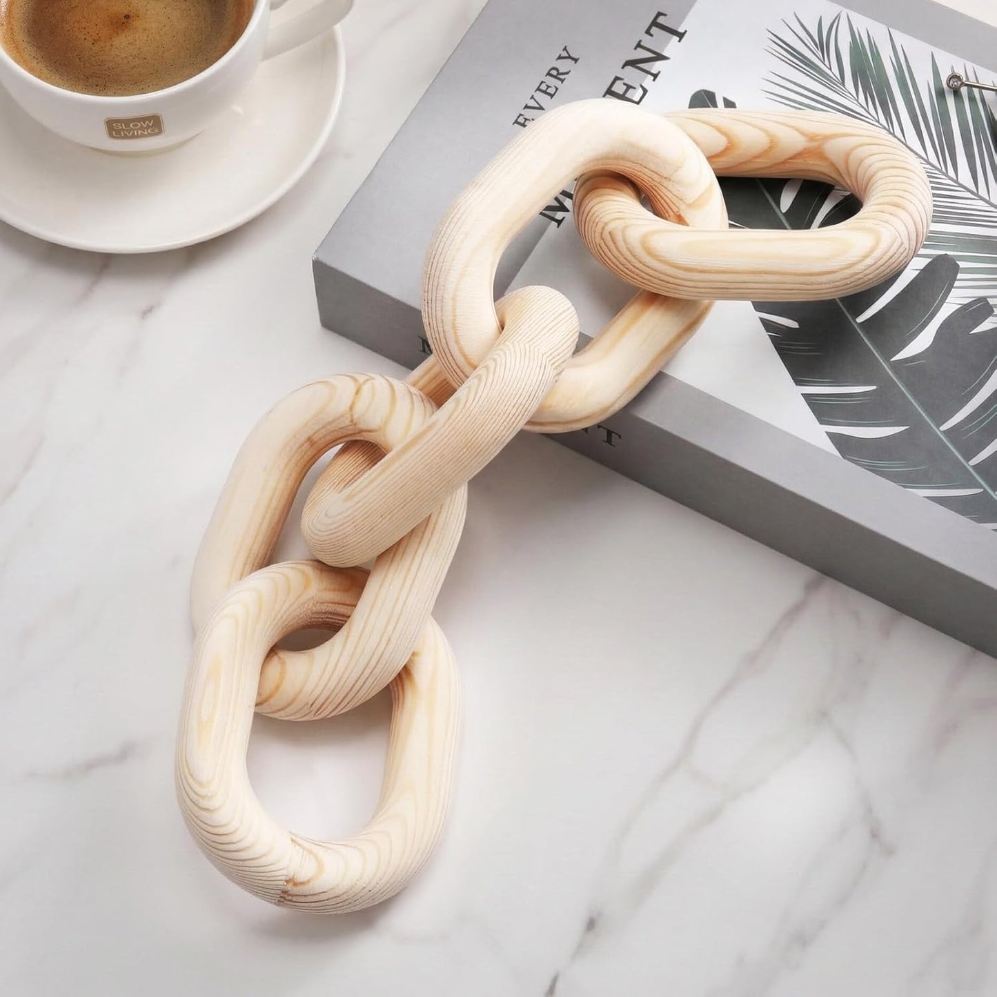 Decorative Wooden Chain Link Décor | Hand-Carved Farmhouse Accent