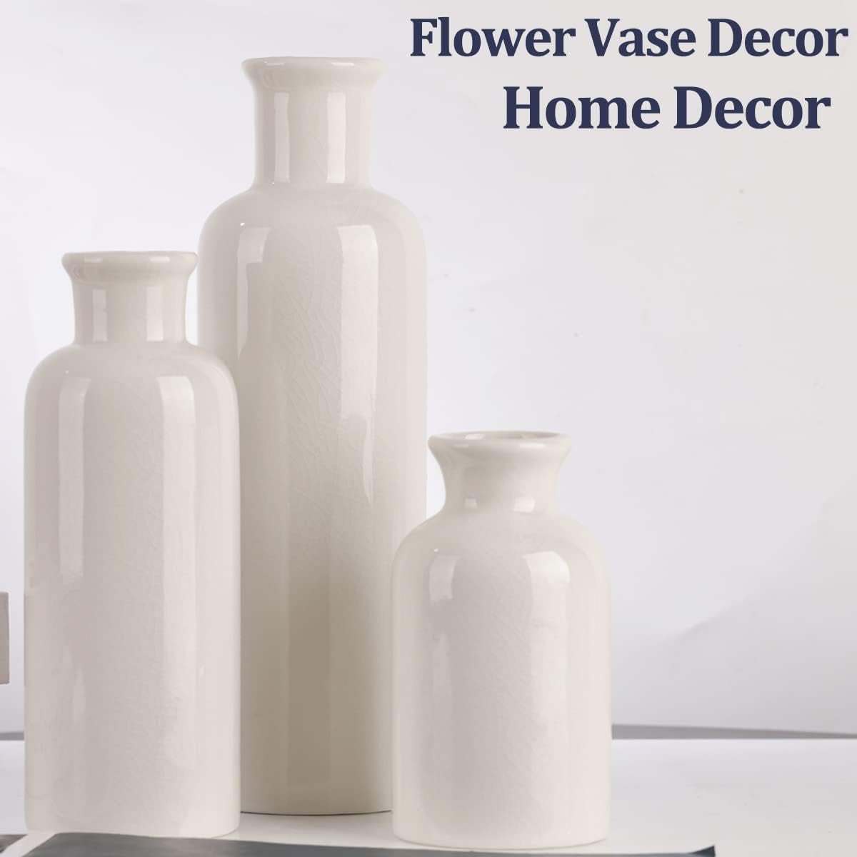 White Ceramic Vase Set – Set of 3
