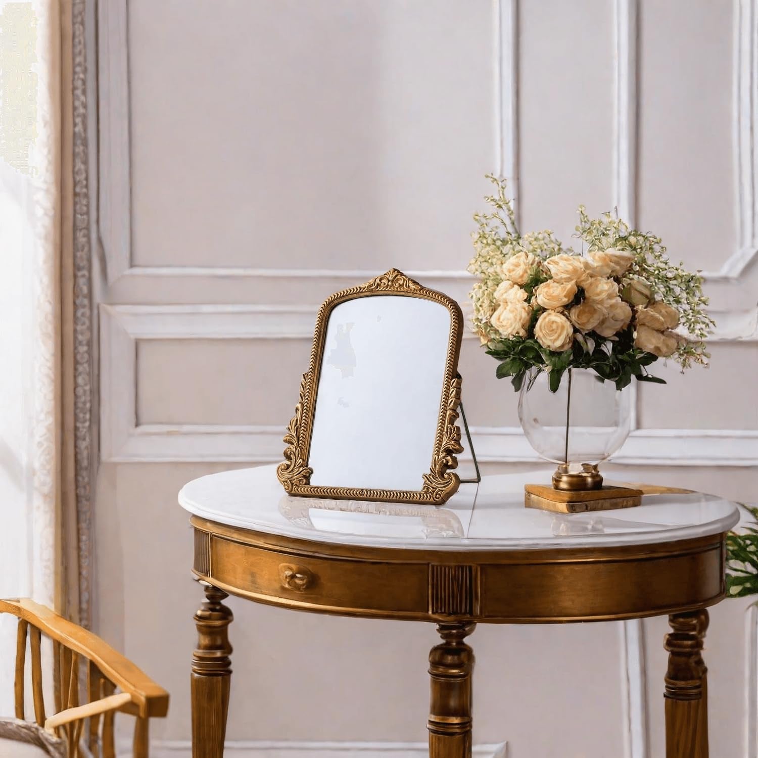 Vintage Arched Vanity Mirror | Decorative Tabletop Makeup Mirror